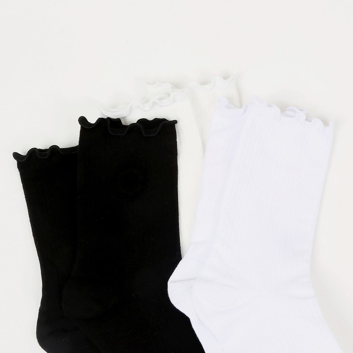 삭스에이(SOCKSA) [3PACK]메리 제인 골지 프릴 러플 순면 무압박 긴 양말