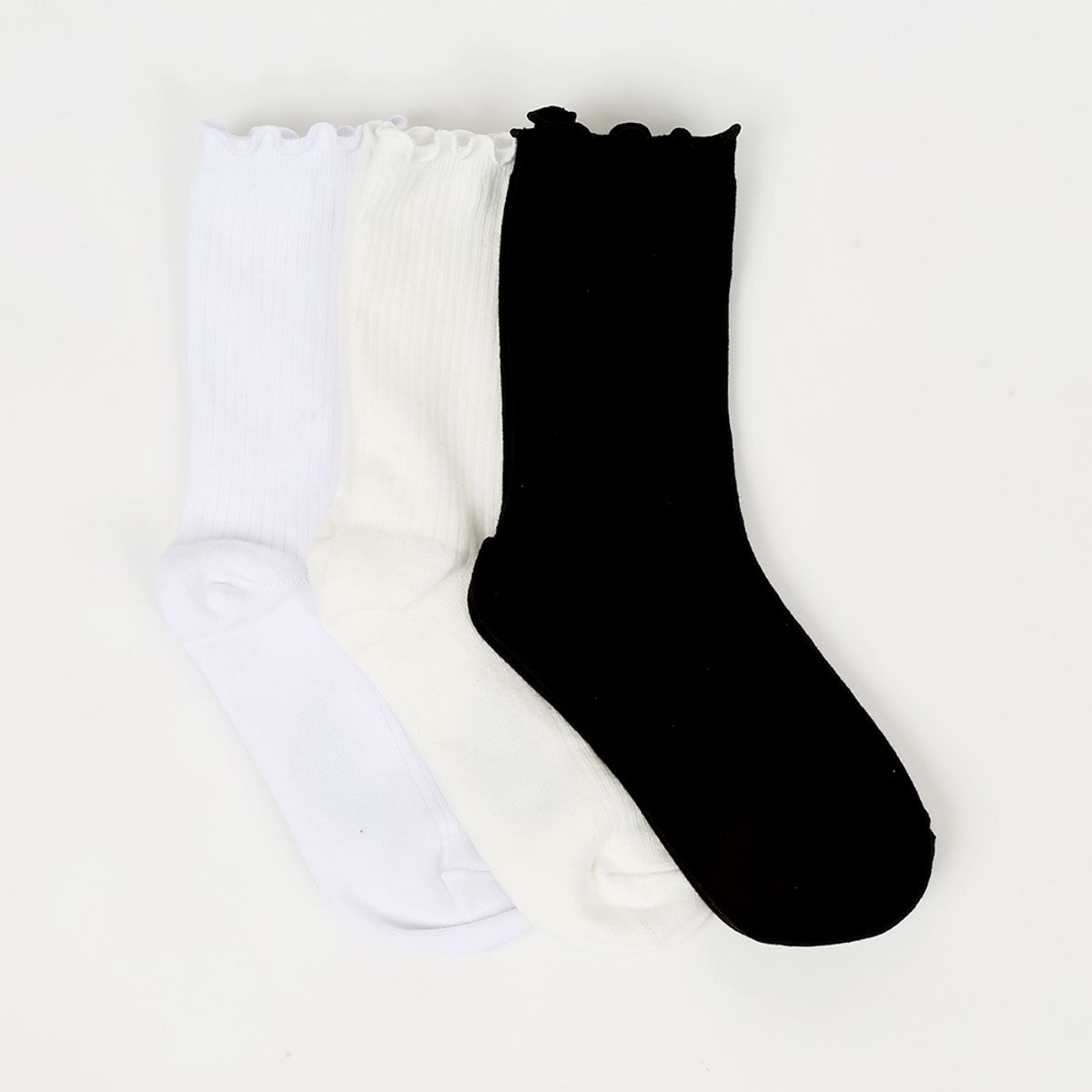 삭스에이(SOCKSA) [3PACK]메리 제인 골지 프릴 러플 순면 무압박 긴 양말
