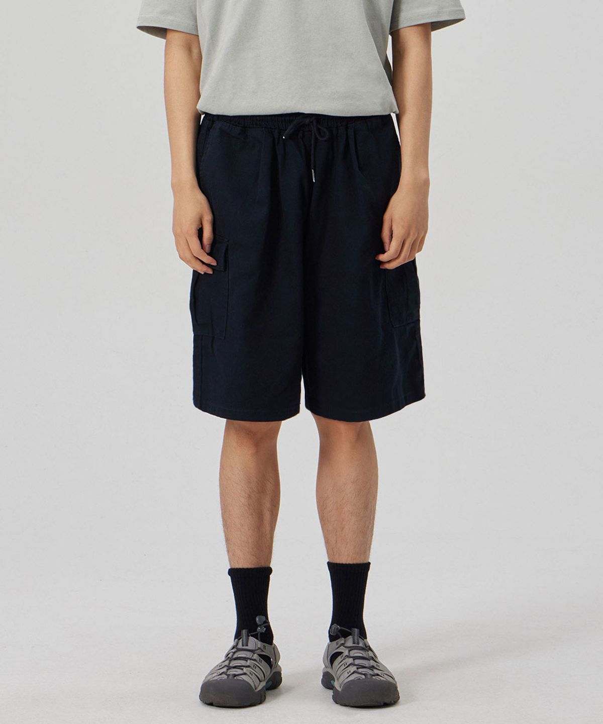 메이킷투(MAKEITTO) 6 POCKETS SEMI WIDE CARGO HALF PANTS_NAVY