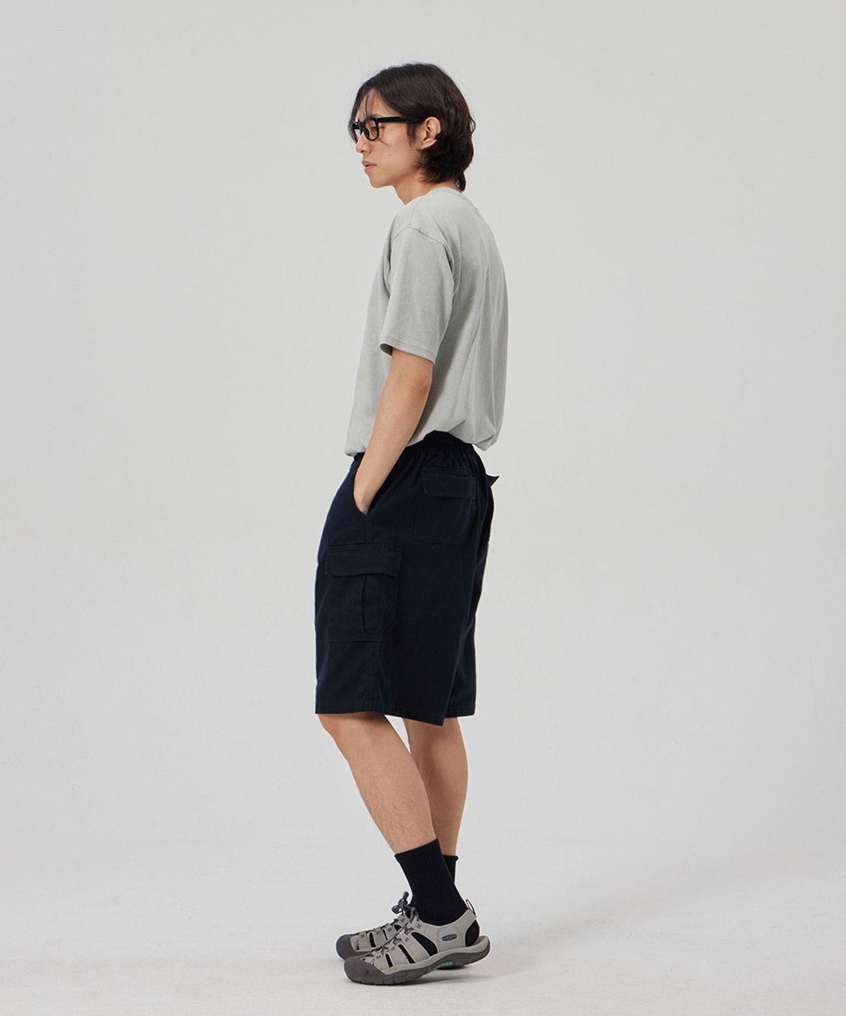 메이킷투(MAKEITTO) 6 POCKETS SEMI WIDE CARGO HALF PANTS_NAVY