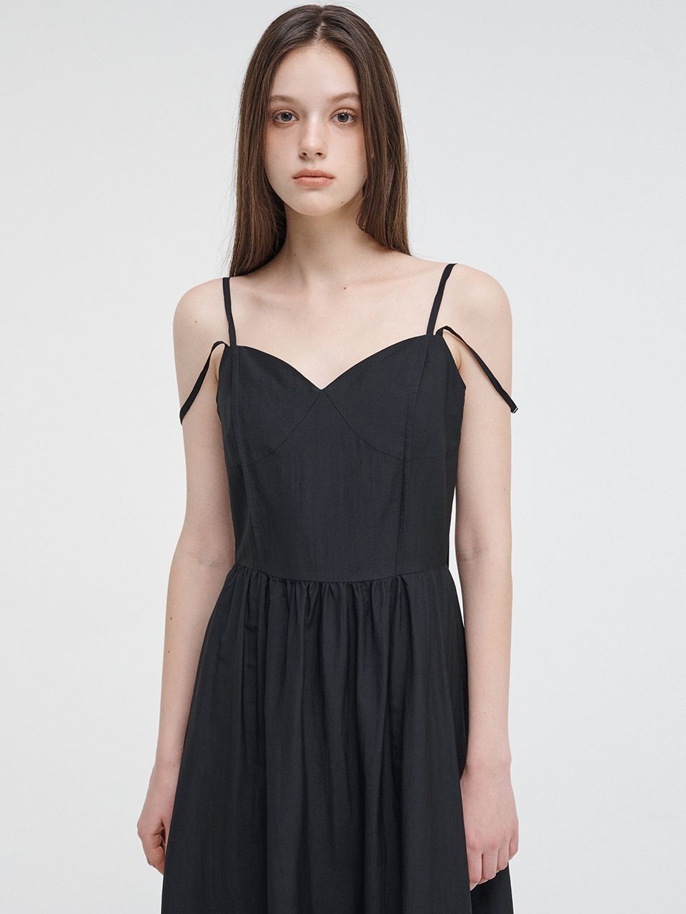 ワンピース ETMON Slip Pintuck Double Strap Dress, Sky Blue MUSINSA | ETMON Slip Pintuck Double Strap Dress Black