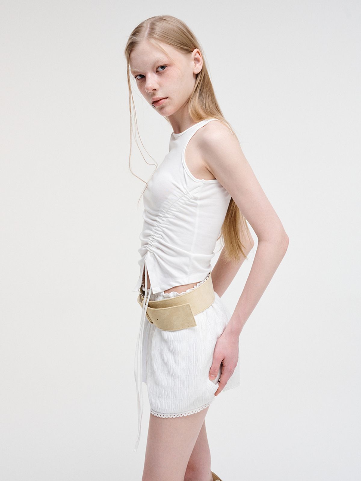 에트몽(ETMON) Lace Banding Short Pants White