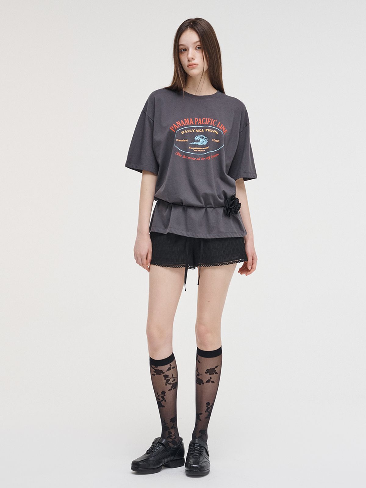 에트몽(ETMON) Lace Banding Short Pants Black