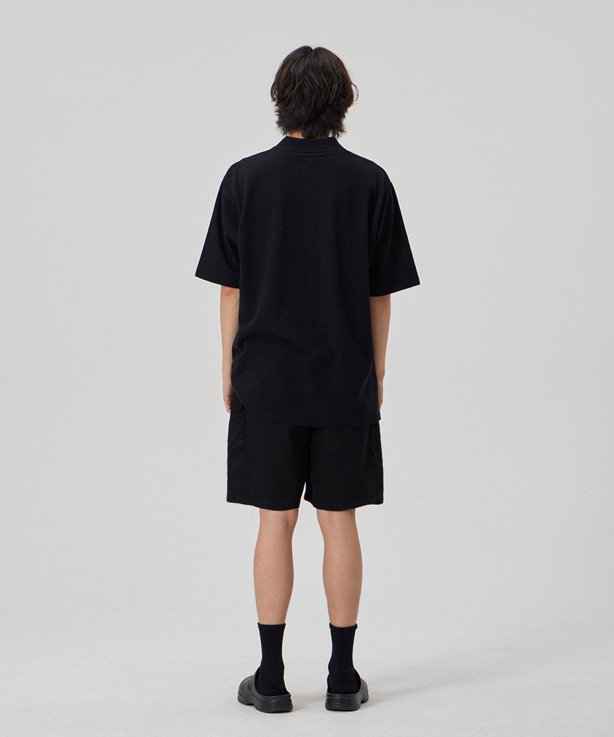메이킷투(MAKEITTO) 6 POCKETS SEMI WIDE CARGO HALF PANTS_BLACK