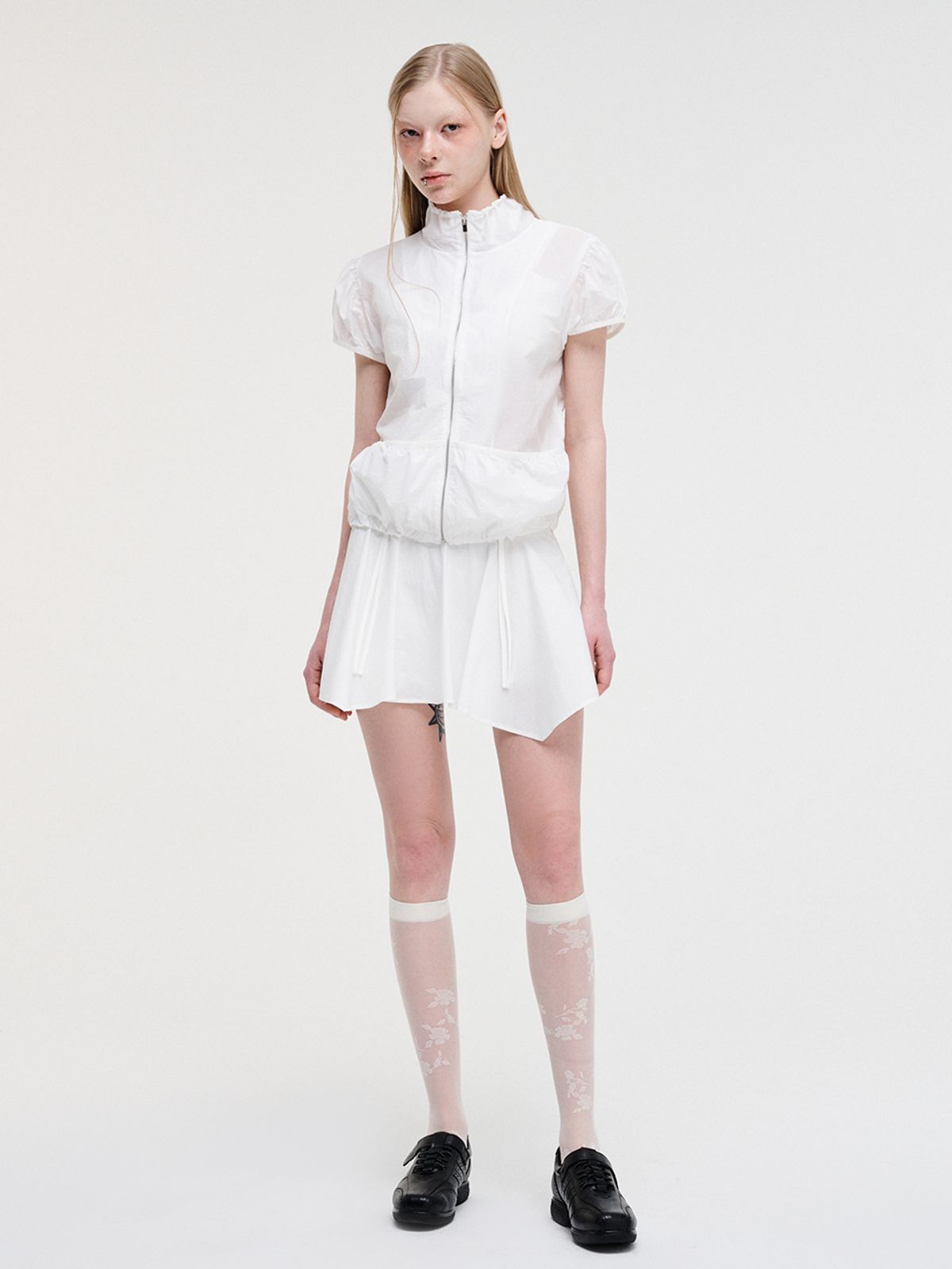 에트몽(ETMON) Strap Shirring Mini Skirt White