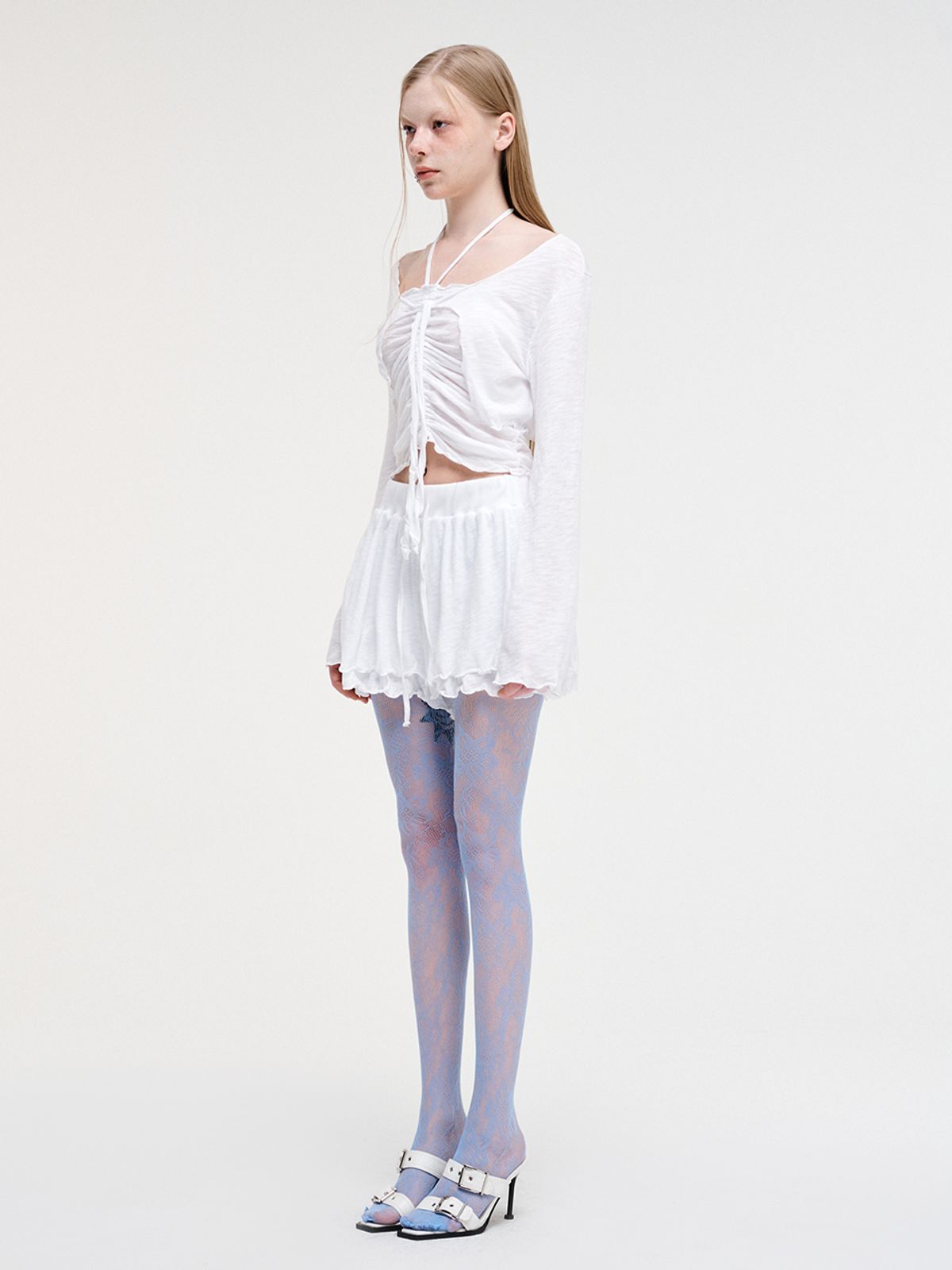 에트몽(ETMON) Slub Ruffle Cardigan White