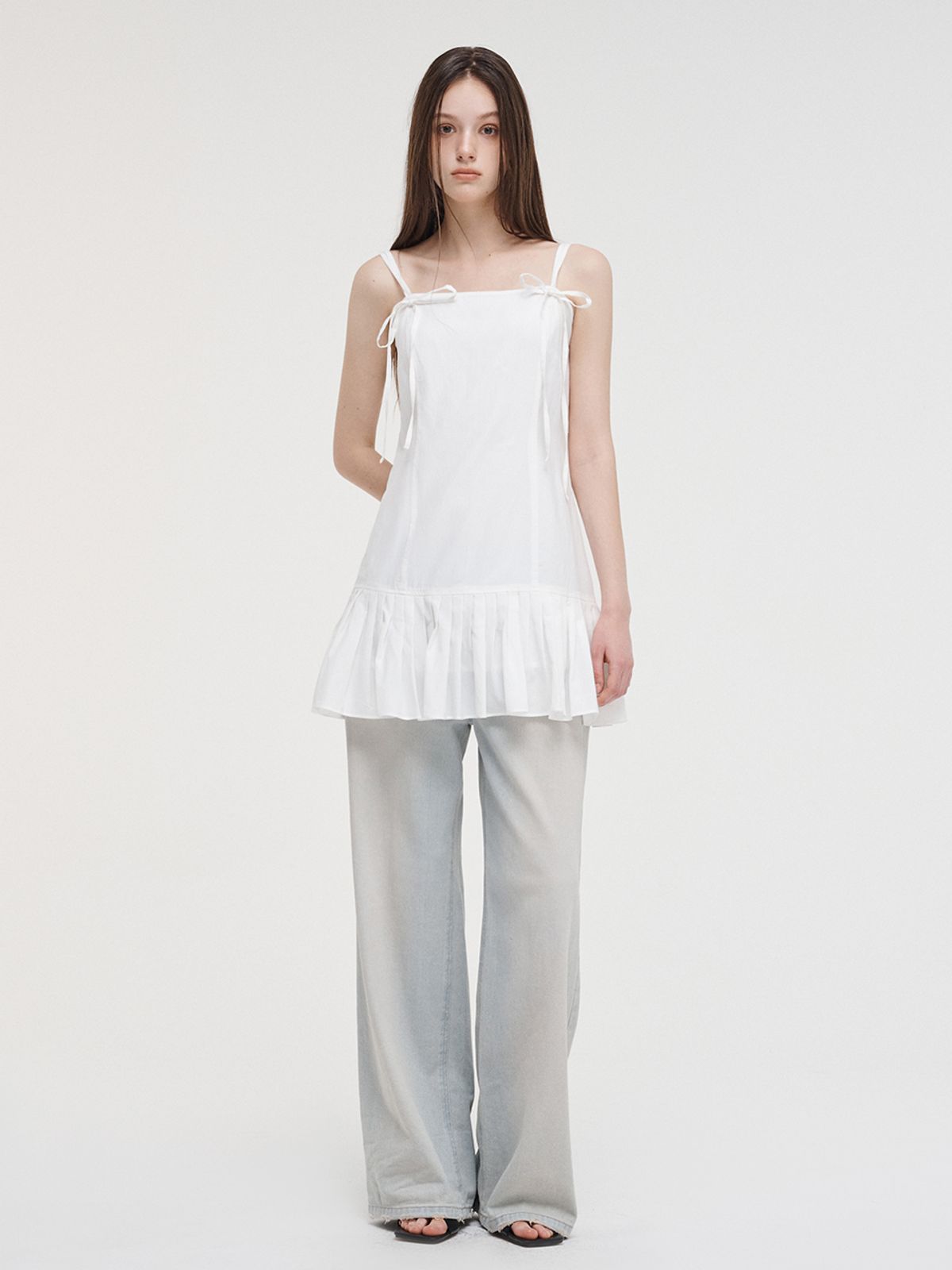 에트몽(ETMON) Slip Pleats Mini Dress White