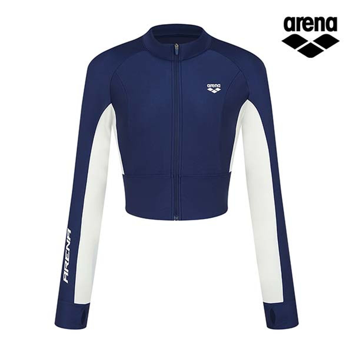 아레나(ARENA) 엑티브 레귤러핏 세미크롭 집업 래쉬가드 A4BL1QR47DPL