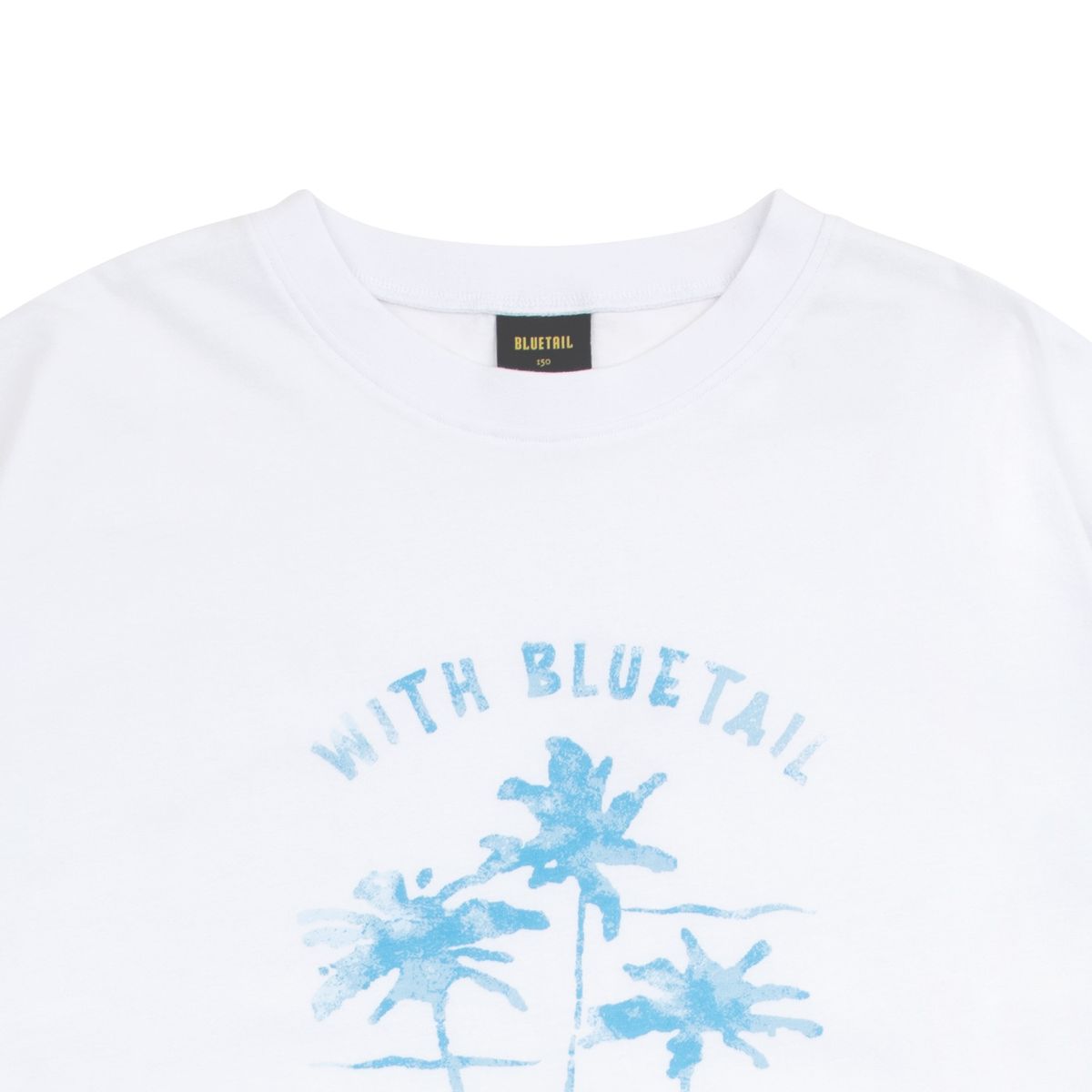 블루테일(BLUETAIL) 돌먼 소매 크롭 화이트 반팔 티셔츠