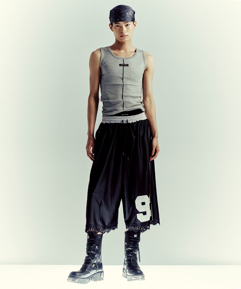 ★LECYTO★Lace Sateen Bermuda Pants★Black★ 레씨토(LECYTO) Lace Sateen Bermuda Pants_[Black] - 사이즈