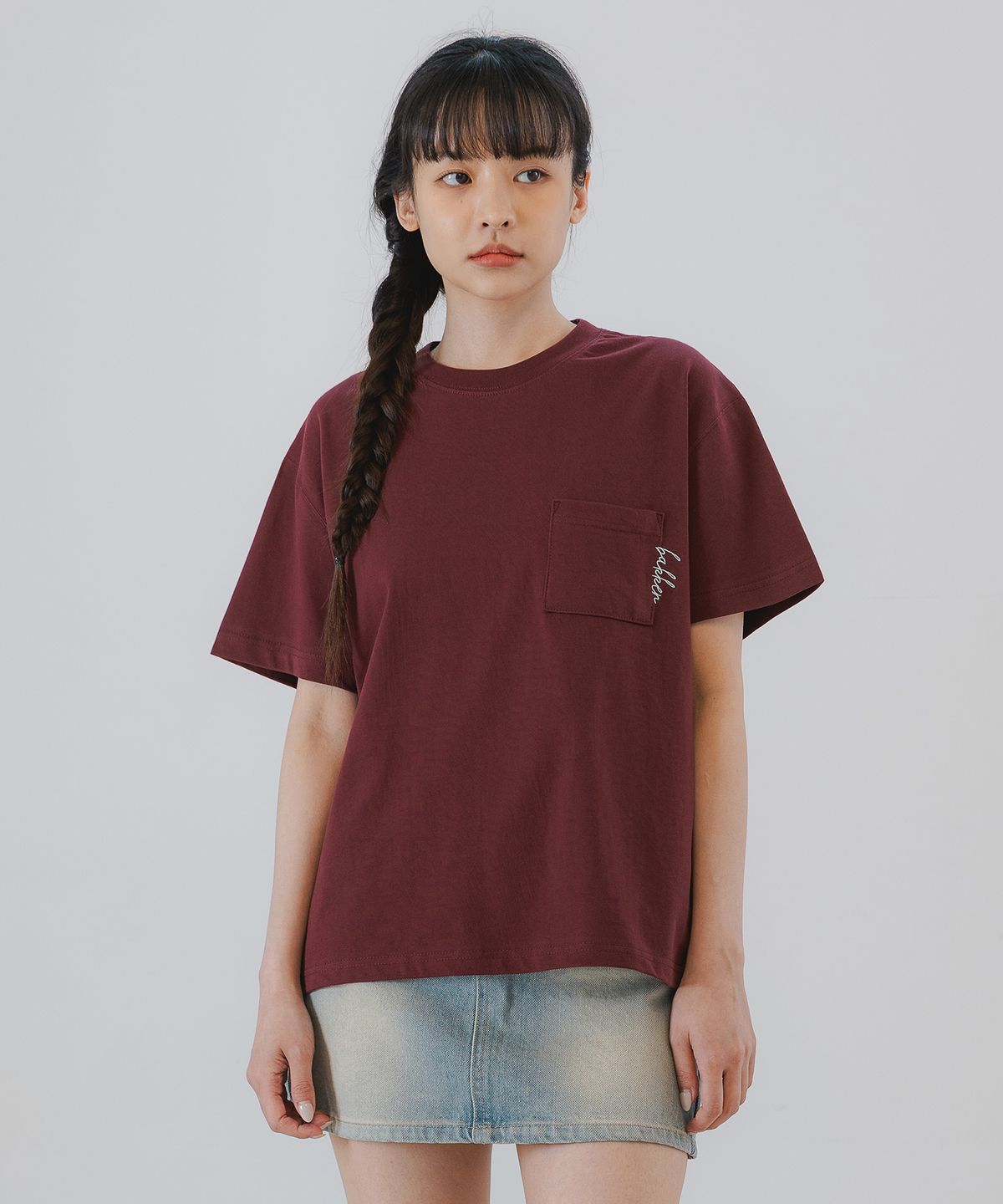 바켄(BAKKEN) Pocket logo 반팔티셔츠 BK3976_와인