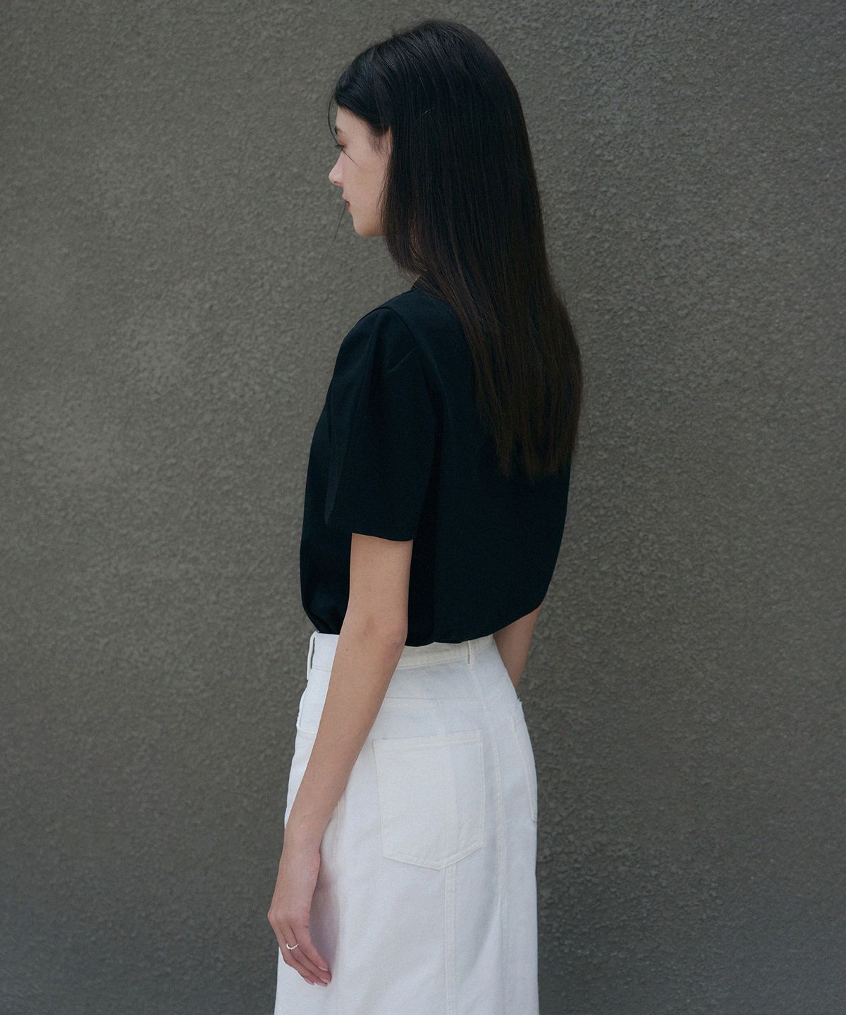드로우핏 우먼(DRAWFIT WOMEN) 퍼프 슬리브 수피마 코튼 반팔 티셔츠 [WHITE]