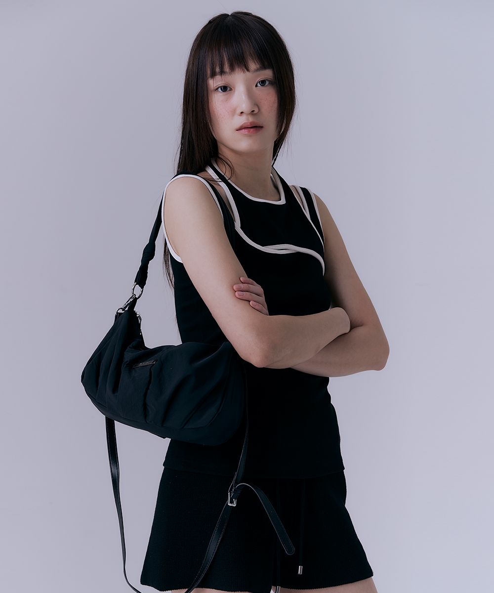 【Anyone more】Suin Nylon Shirring Shoulder Bag MUSINSA | SILN Shirring nylon shoulder bag (BLACK)