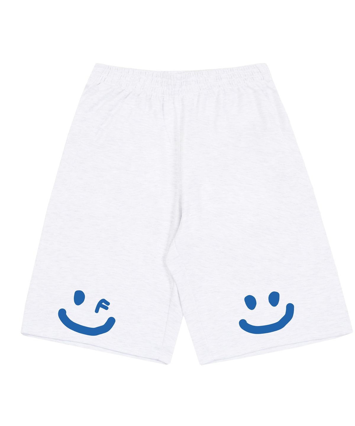 그레이버(GRAVER) [UNISEX]백 드로잉스마일 버뮤다 트레이닝 반바지_멜란지화이트