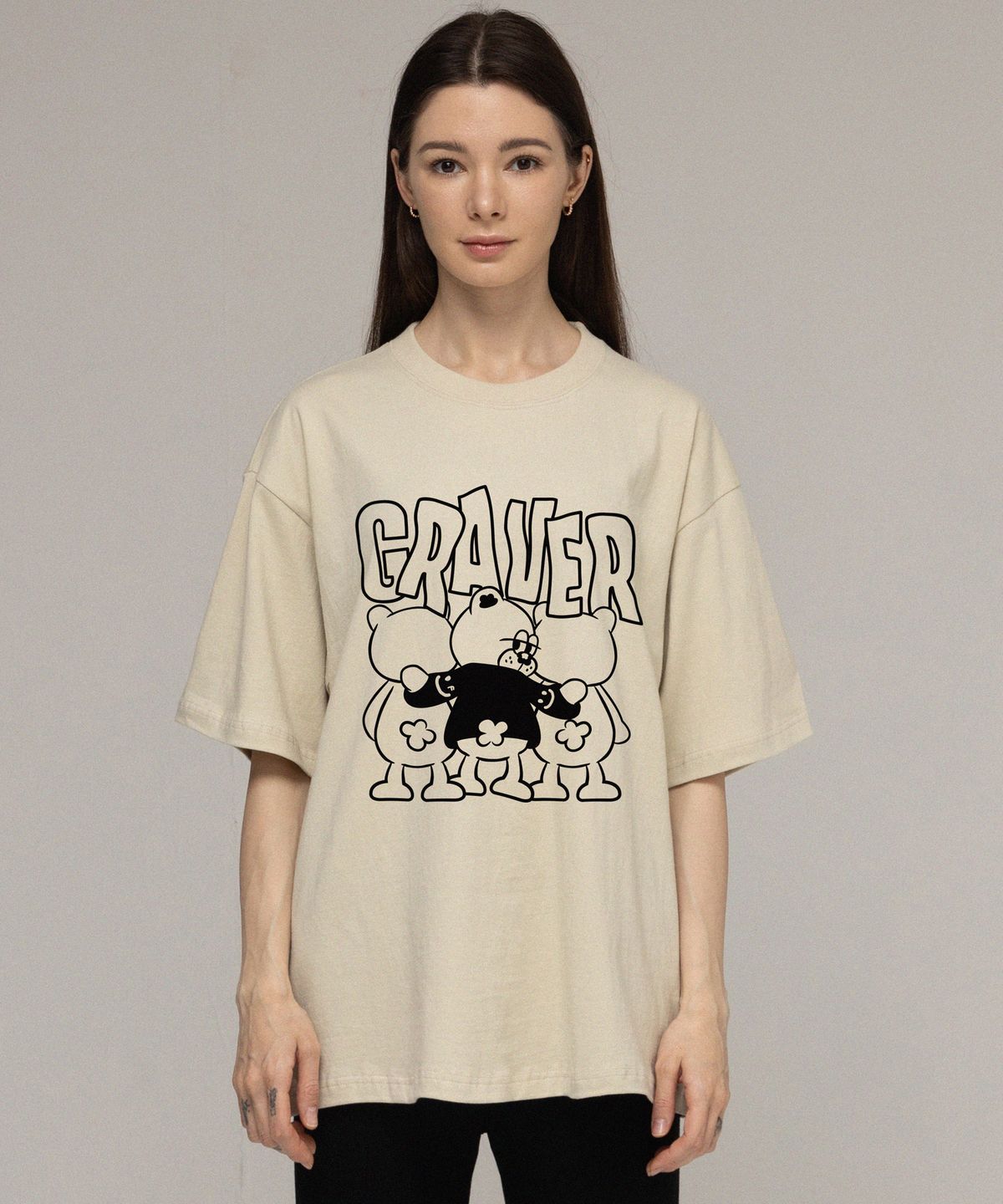 그레이버(GRAVER) [UNISEX]3베어 코믹스 로고 반팔티_샌드베이지