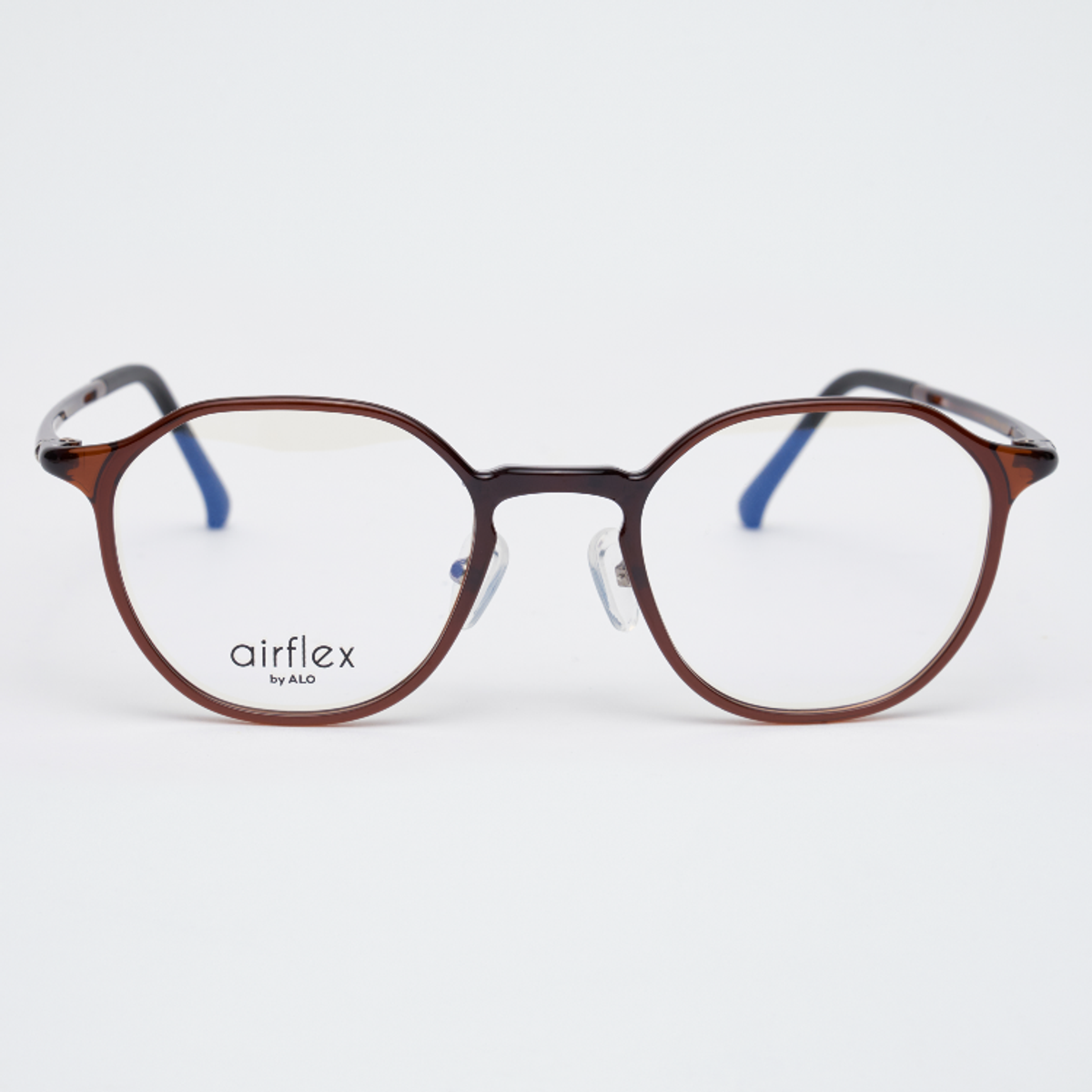 알로아이웨어(ALO EYEWEAR) [AIR FLEX] AL6402 1616G 에어플렉스 초경량_브라운 헥사곤 안경테_블루라이트 렌즈 선택