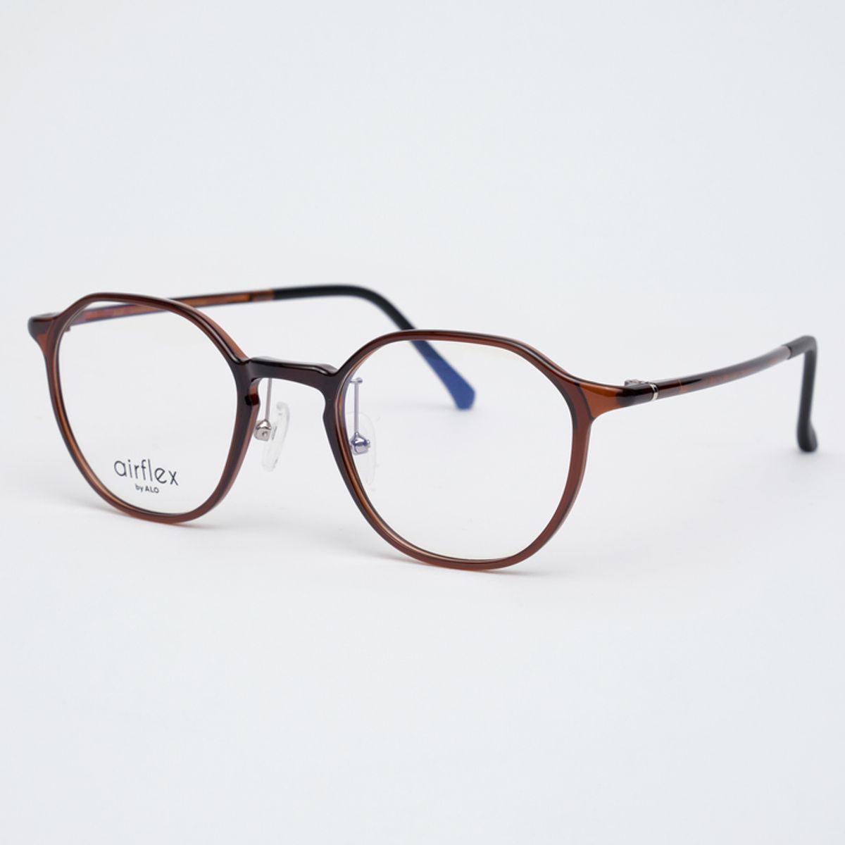알로아이웨어(ALO EYEWEAR) [AIR FLEX] AL6402 1616G 에어플렉스 초경량_브라운 헥사곤 안경테_블루라이트 렌즈 선택