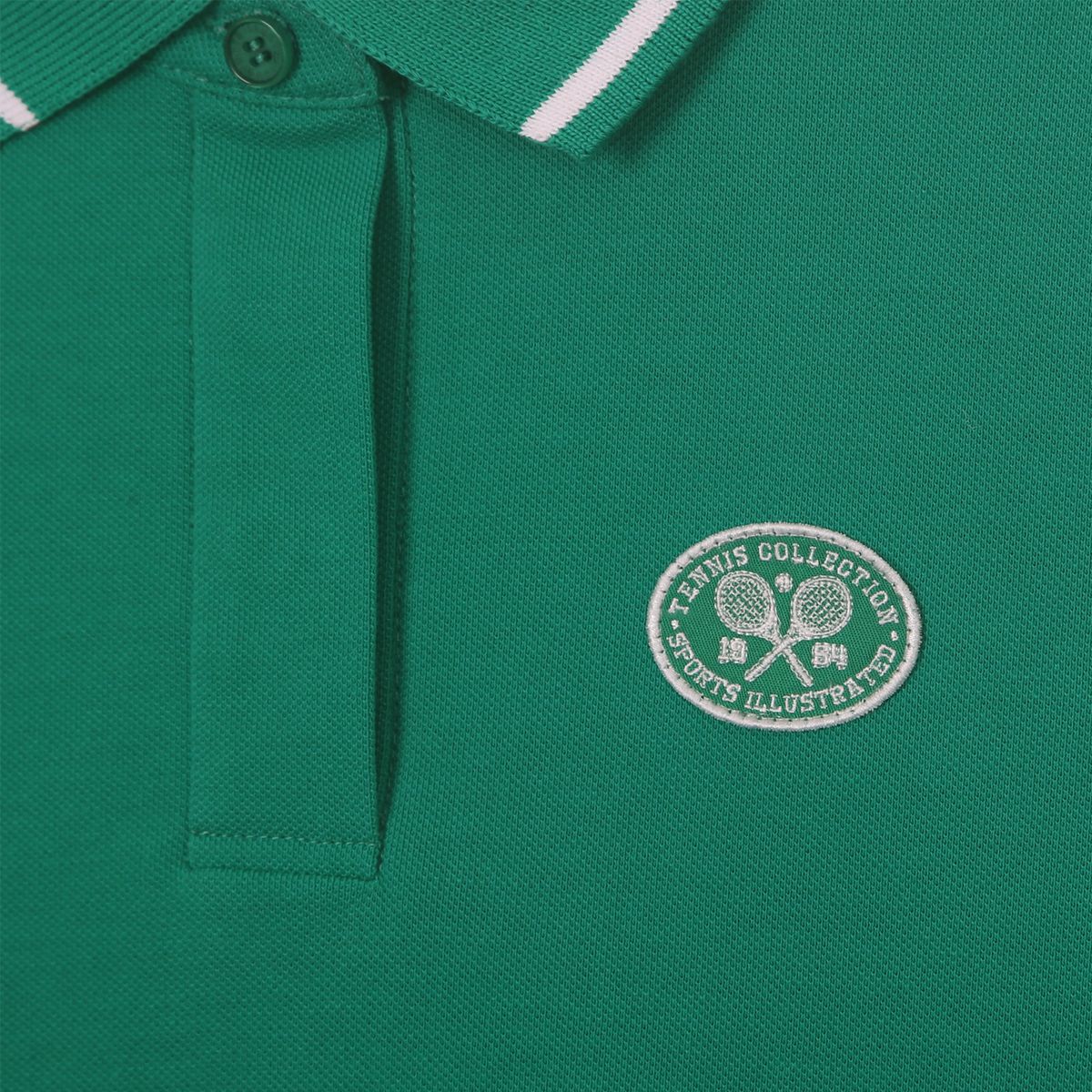 스포츠 일러스트레이티드(SPORTS ILLUSTRATED) TENNIS WOMEN LOGO HALF SLEEVE COLLARED T-SHIRT (GREEN)