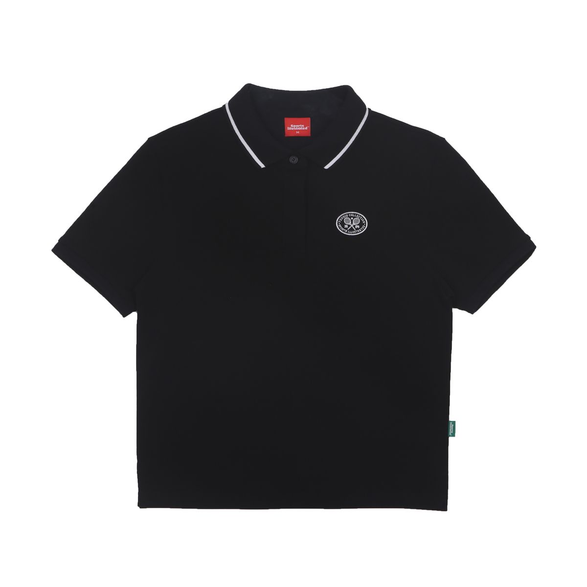 스포츠 일러스트레이티드(SPORTS ILLUSTRATED) TENNIS WOMEN LOGO HALF SLEEVE COLLARED T-SHIRT (BLACK)