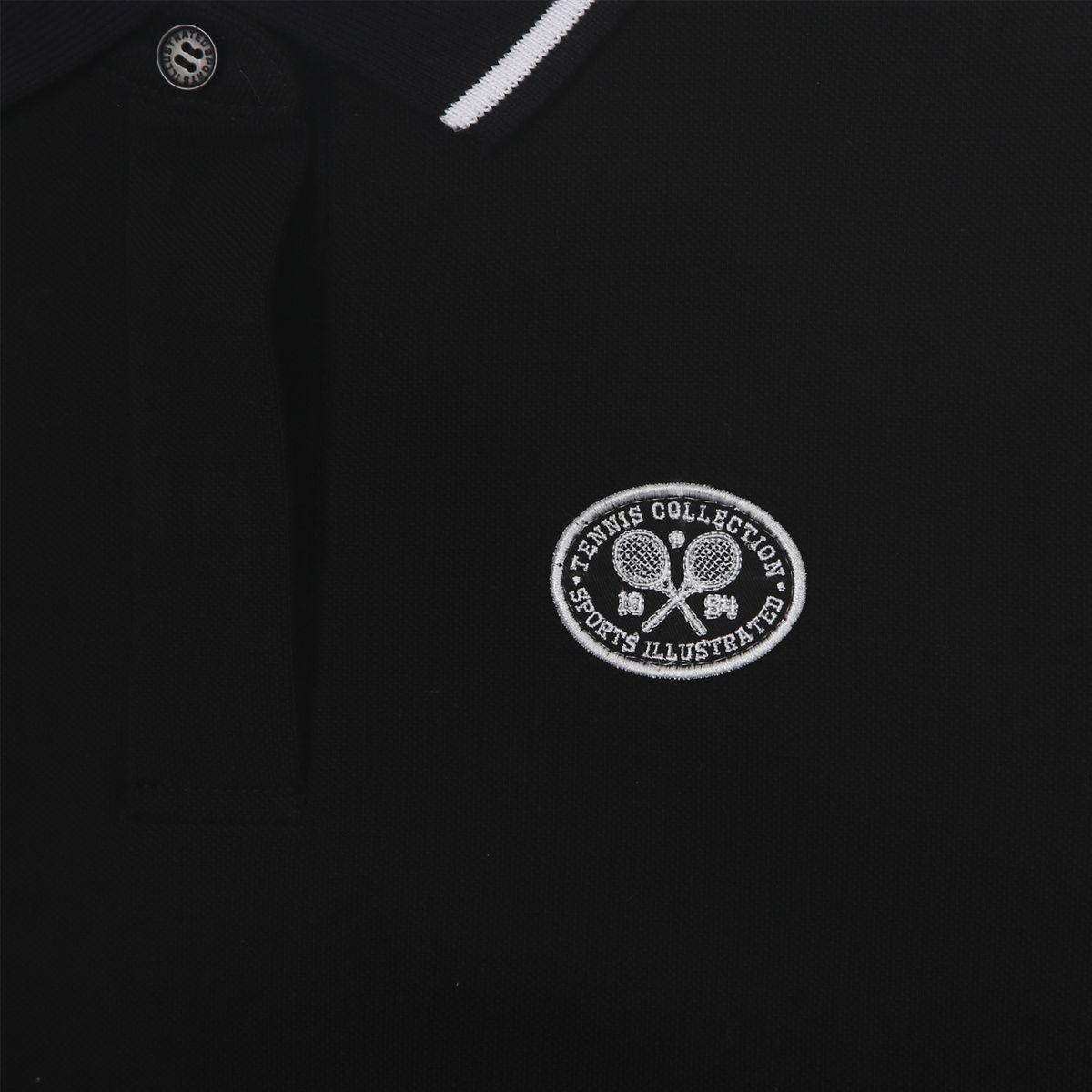 스포츠 일러스트레이티드(SPORTS ILLUSTRATED) TENNIS WOMEN LOGO HALF SLEEVE COLLARED T-SHIRT (BLACK)