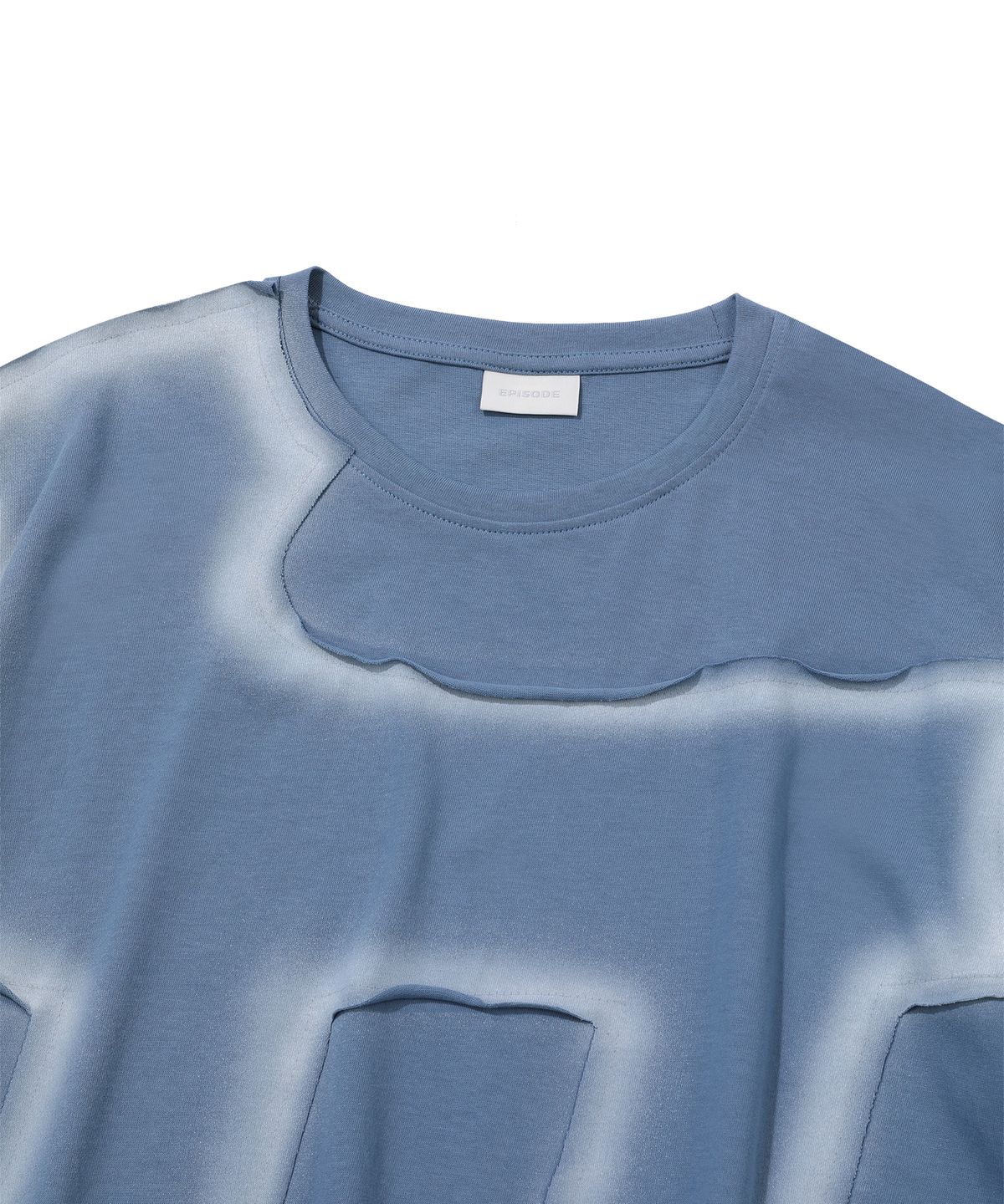 에피소드 언타이틀(EPISODE UNTITLED) APPLIQUE PAINTING T-SHIRT_BLUE