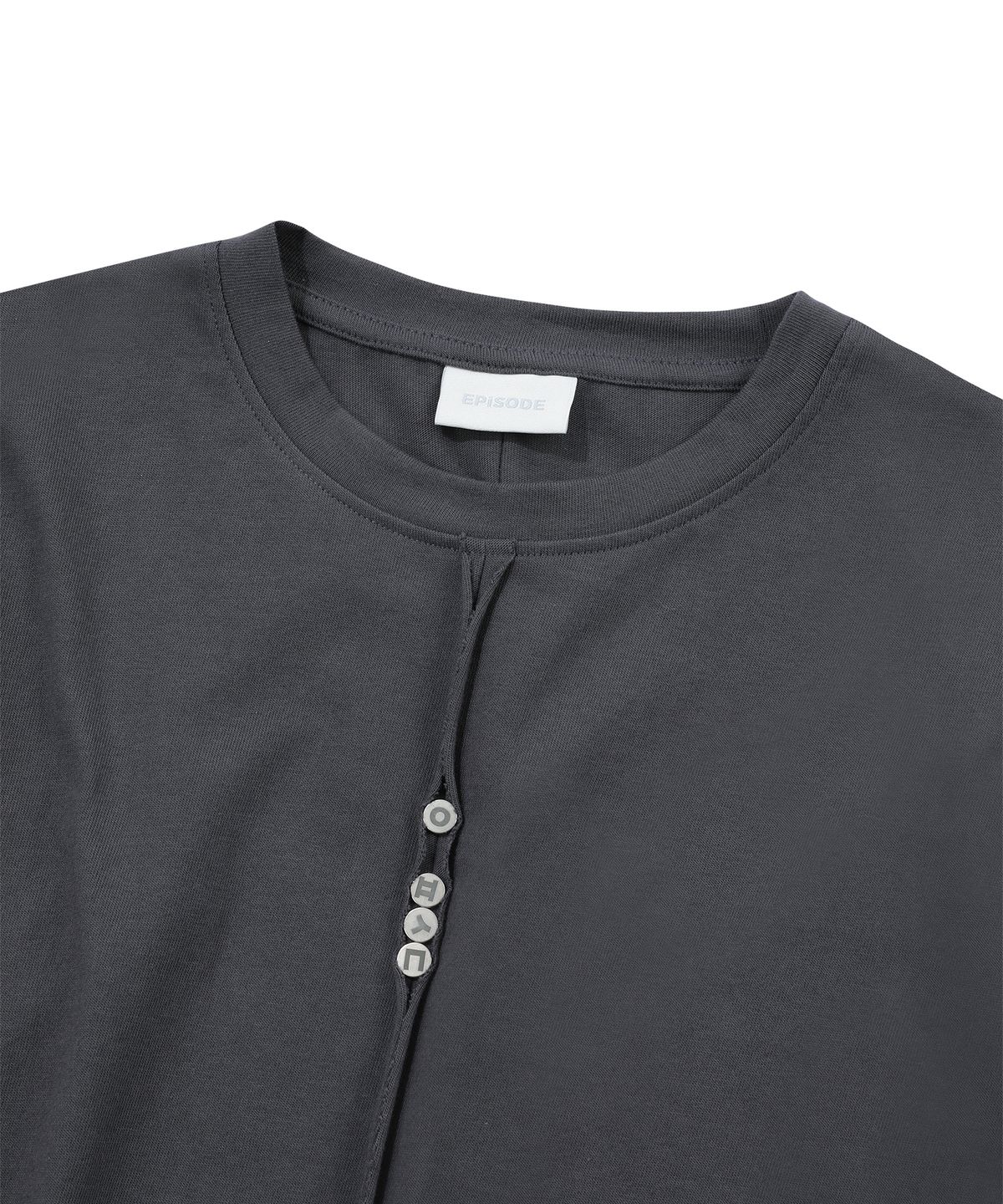 에피소드 언타이틀(EPISODE UNTITLED) POINT SNAP OPEN CUT  T-SHIRT_GRAY