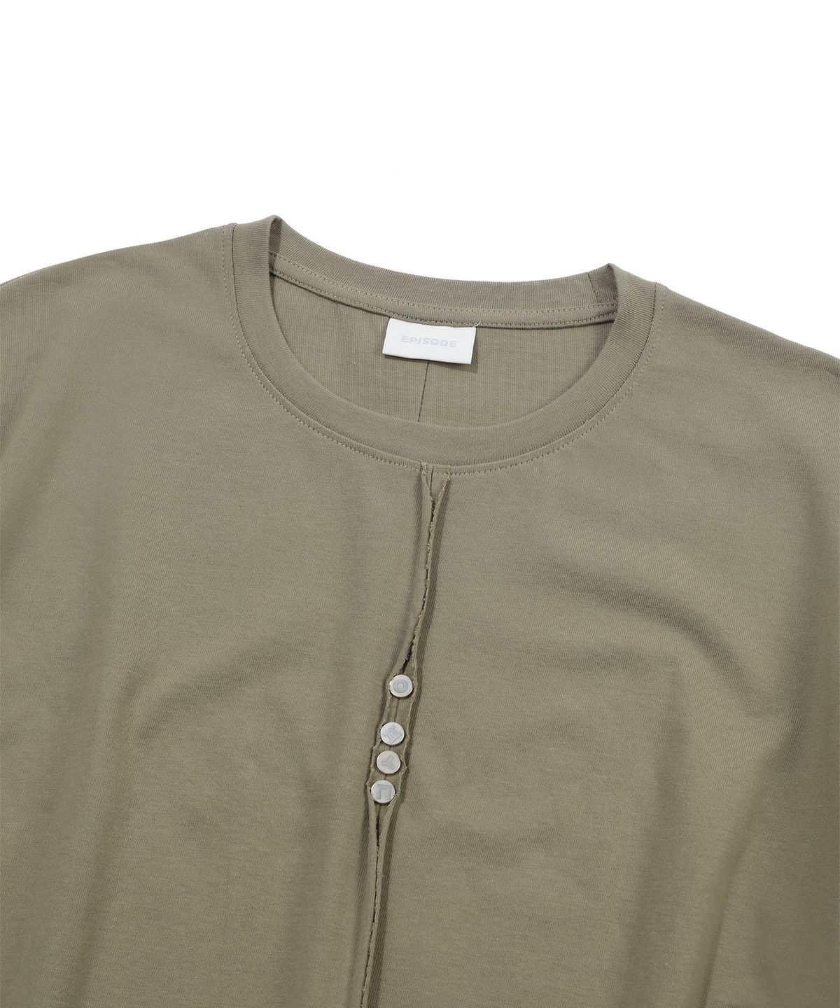 에피소드 언타이틀(EPISODE UNTITLED) POINT SNAP OPEN CUT  T-SHIRT_OLIVE