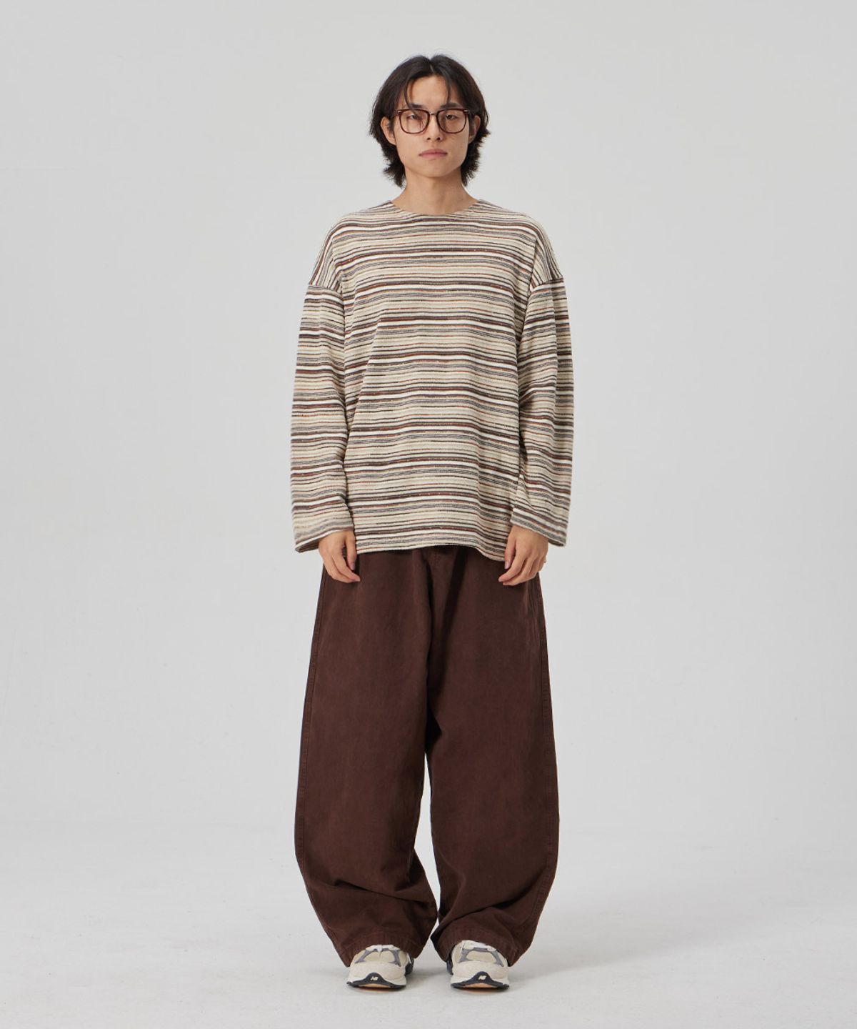 메이킷투(MAKEITTO) BIO WASHING 와이드 면 스판 팬츠_BROWN