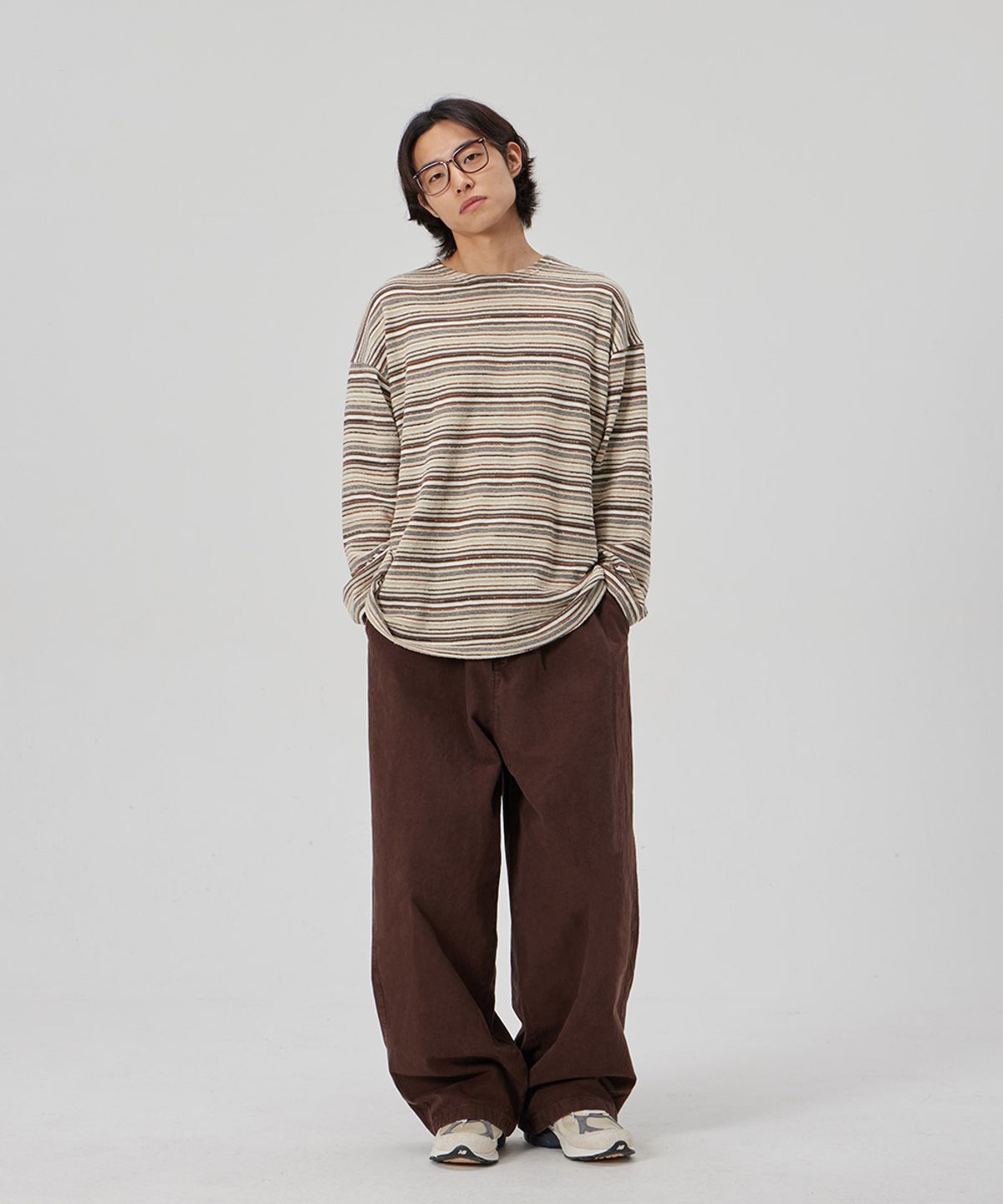 메이킷투(MAKEITTO) BIO WASHING 와이드 면 스판 팬츠_BROWN