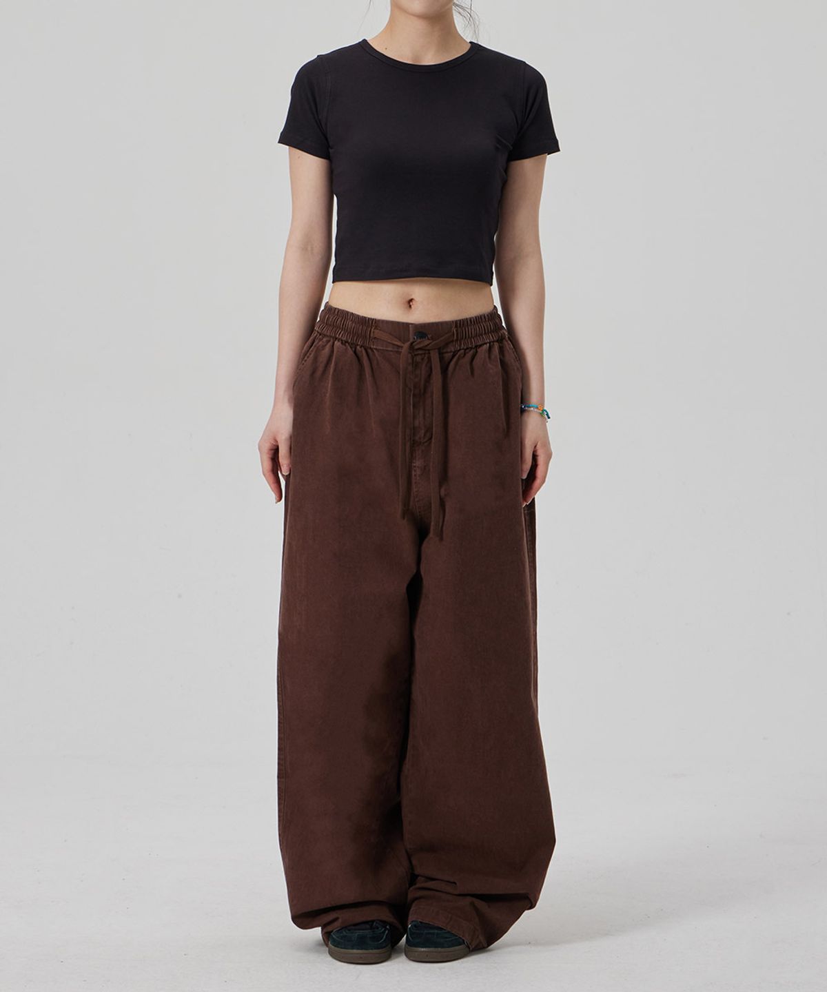 메이킷투(MAKEITTO) BIO WASHING 와이드 면 스판 팬츠_BROWN