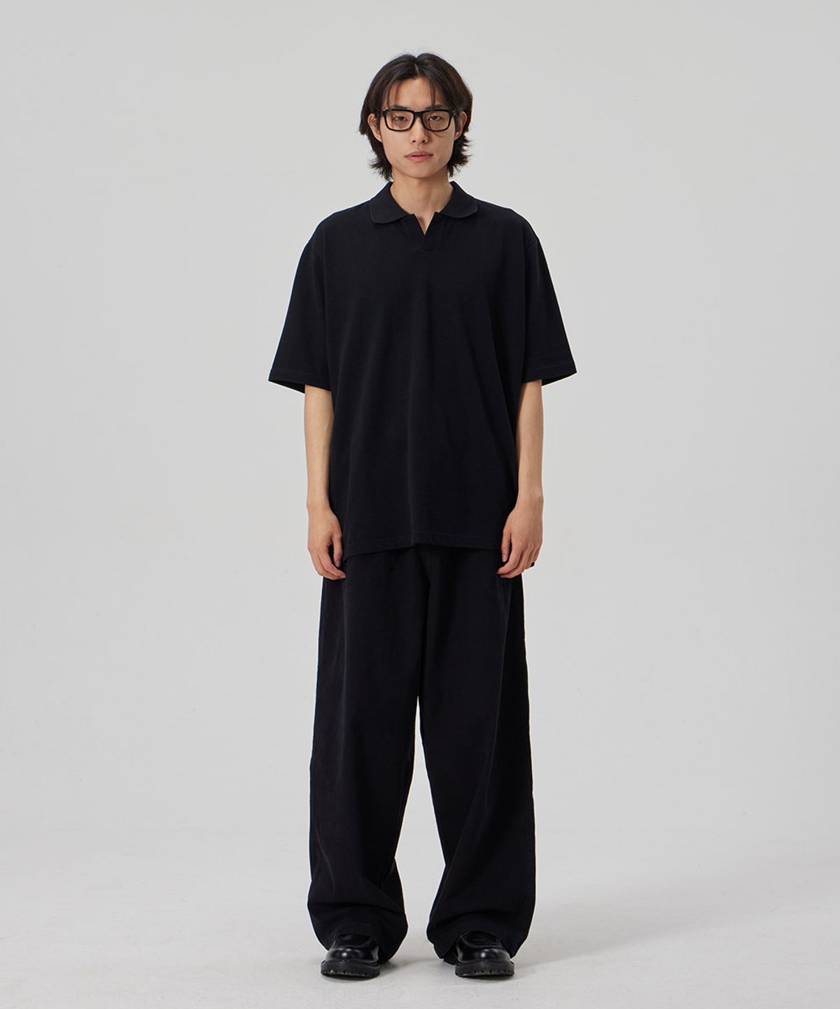 메이킷투(MAKEITTO) BIO WASHING 와이드 면 스판 팬츠_BLACK