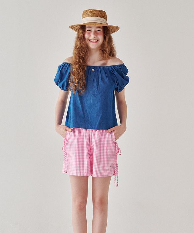 MUSINSA | RONRON RIBBON STRING SHORTS GINGHAM PINK