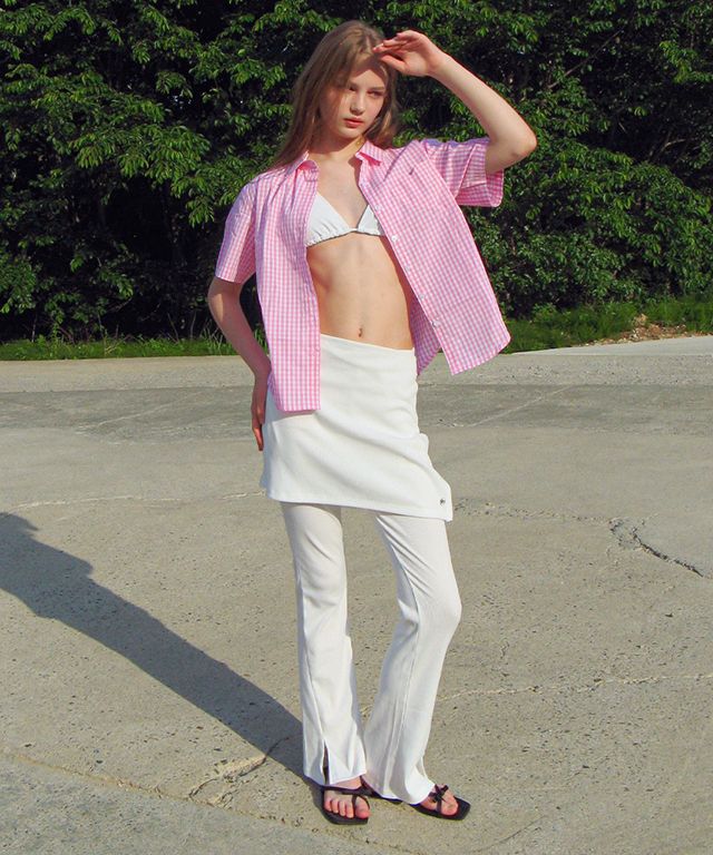 MUSINSA | RONRON LOGO LAYERED GOLGI LEGGINS PANTS IVORY