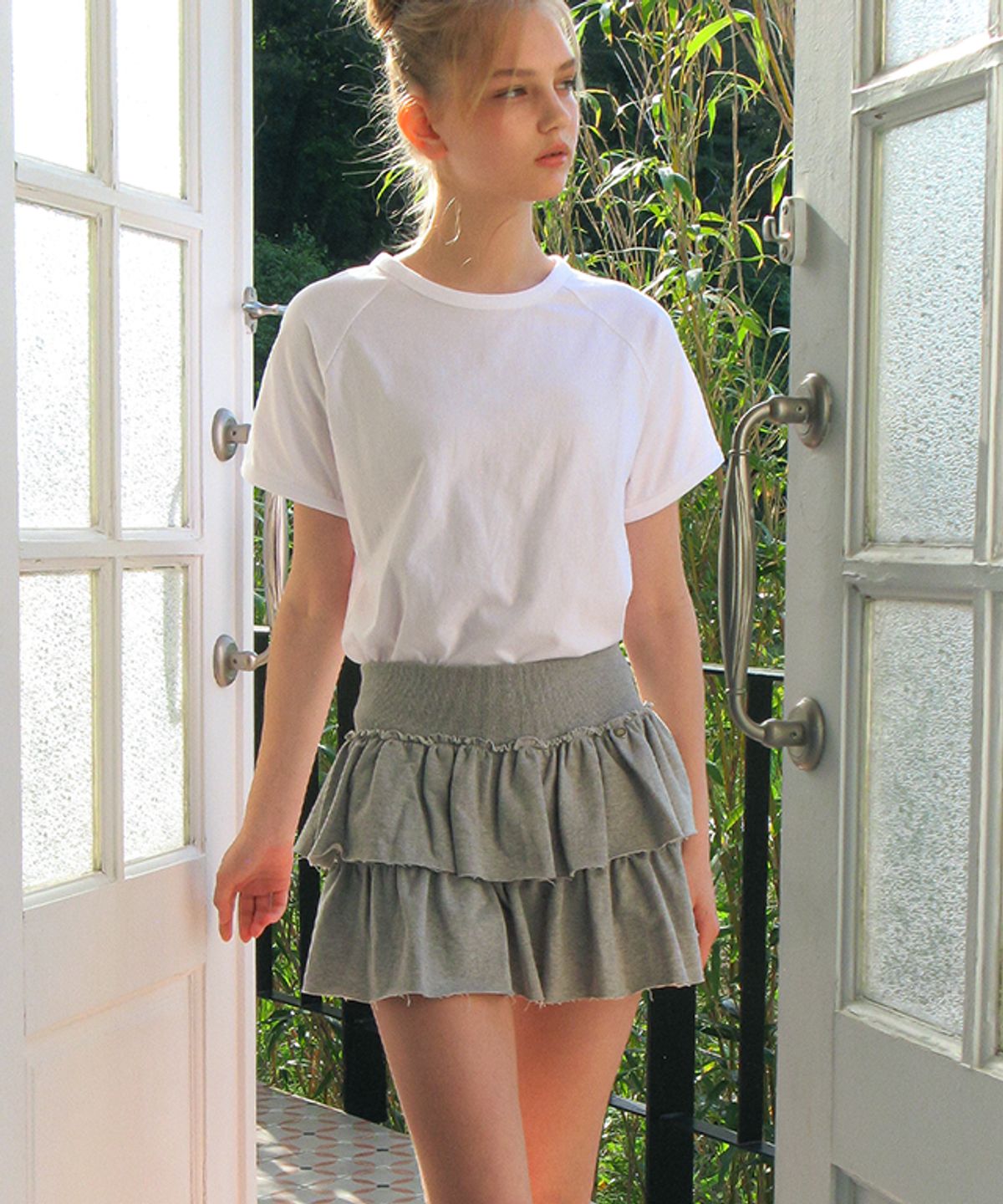 론론(RONRON) CANCAN RUFFLE PANTSKIRT GREY