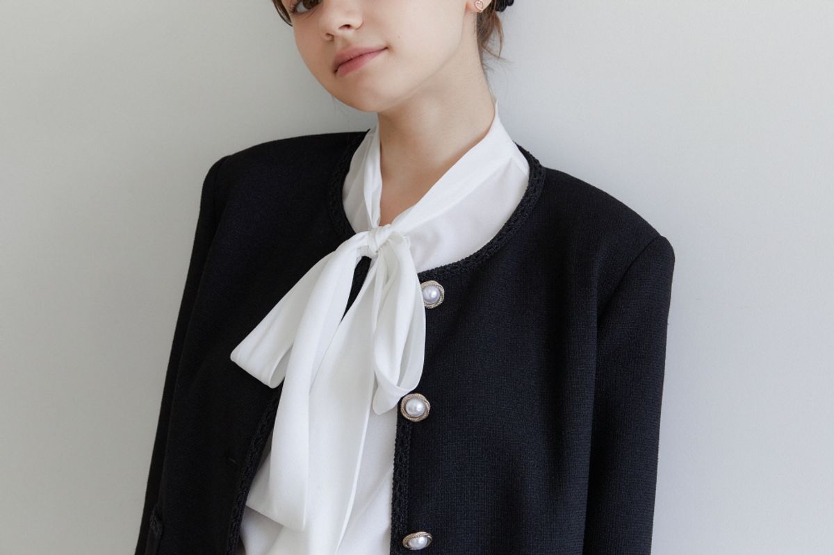 나루강(NARU KANG) Black Tweed over-fit Jacket + Skirts set-up