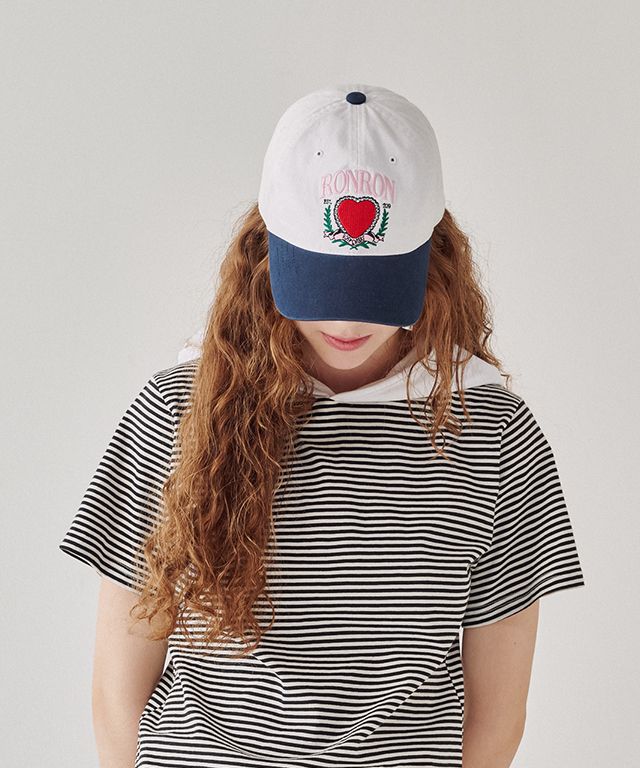 ★2024SS新作★RONRON★HEART LAUREL BALL CAP MUSINSA | RONRON HEART LAUREL BALL CAP WHITE NAVY