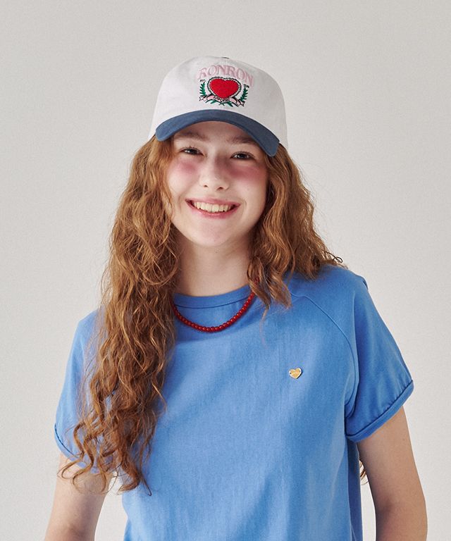MUSINSA | RONRON HEART LAUREL BALL CAP WHITE NAVY
