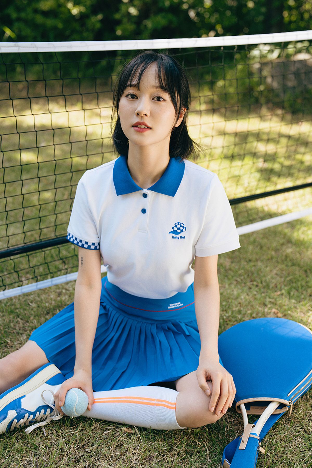 오프위켄드(OFF WEEKEND) 블루 플리츠 스커트