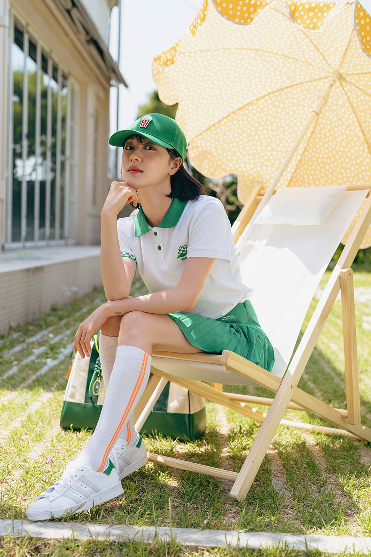 오프위켄드(OFF WEEKEND) 그린 플리츠 스커트