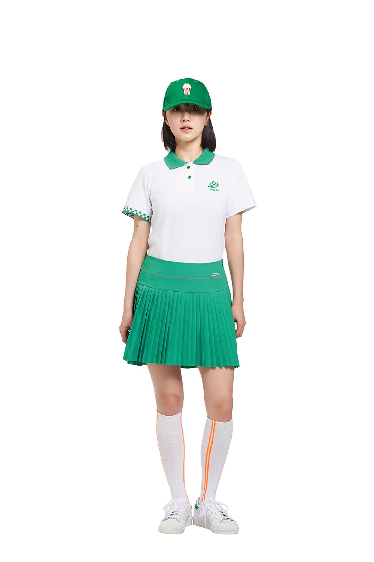 오프위켄드(OFF WEEKEND) 그린 플리츠 스커트