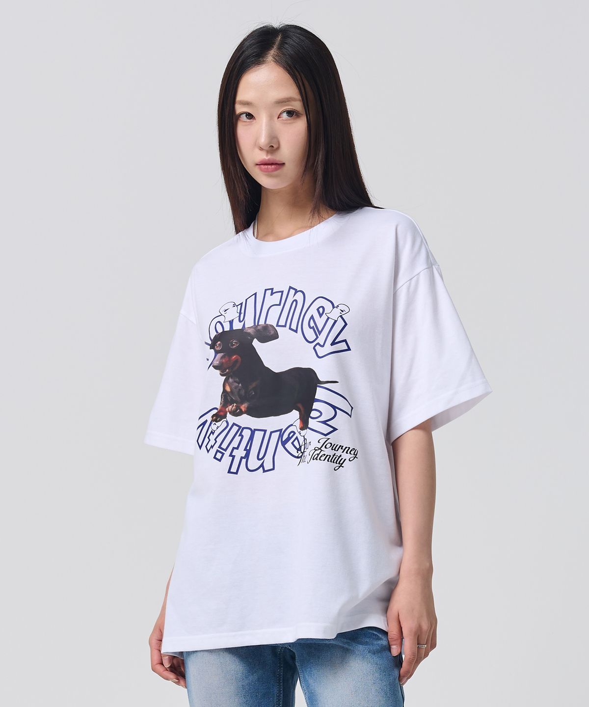 오언더알(OUNDERR) MASK PUPPY TEE 오버핏 반팔티셔츠 [화이트]