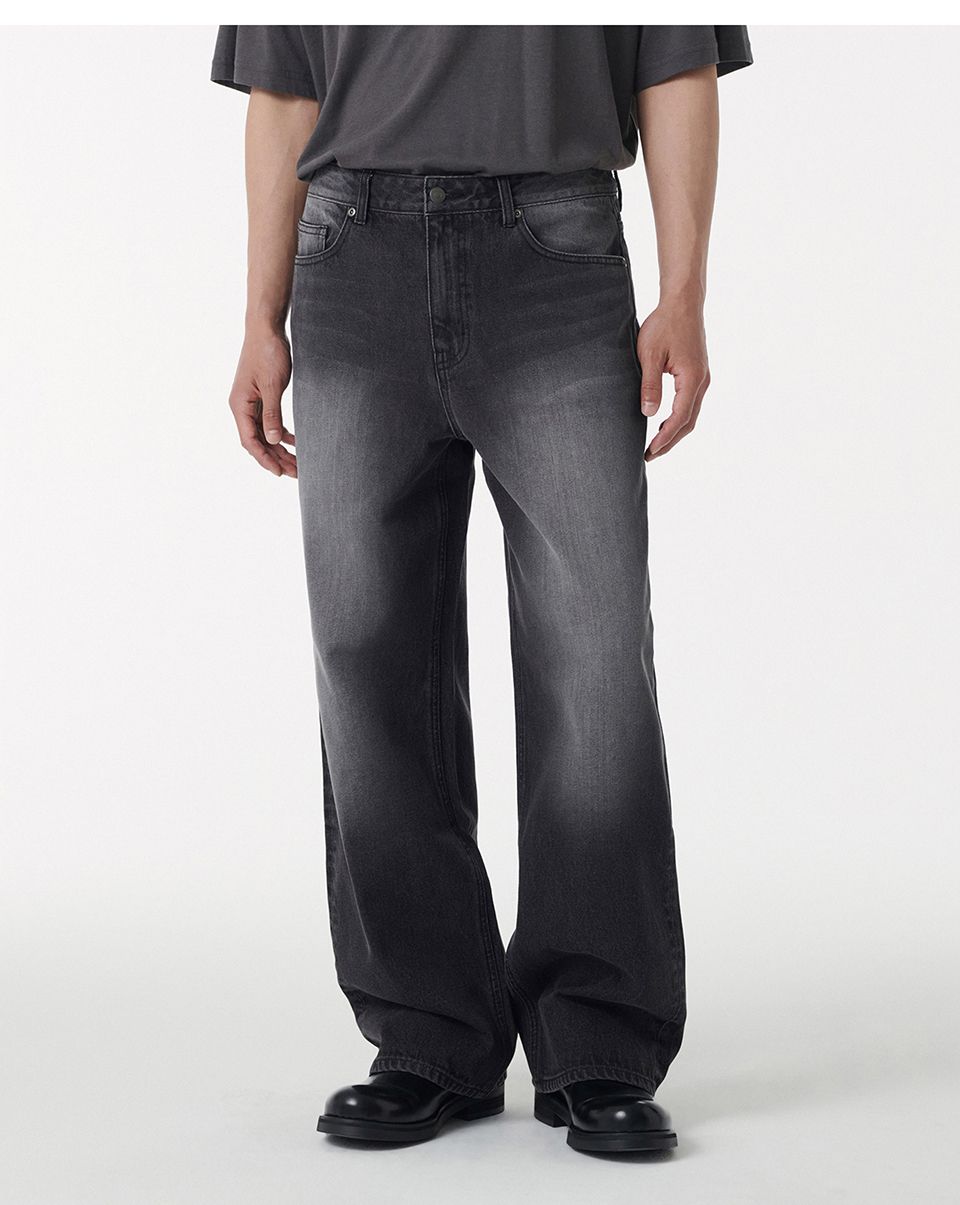 MUSINSA | MUSINSA STANDARD Big brush wide denim pants [black]
