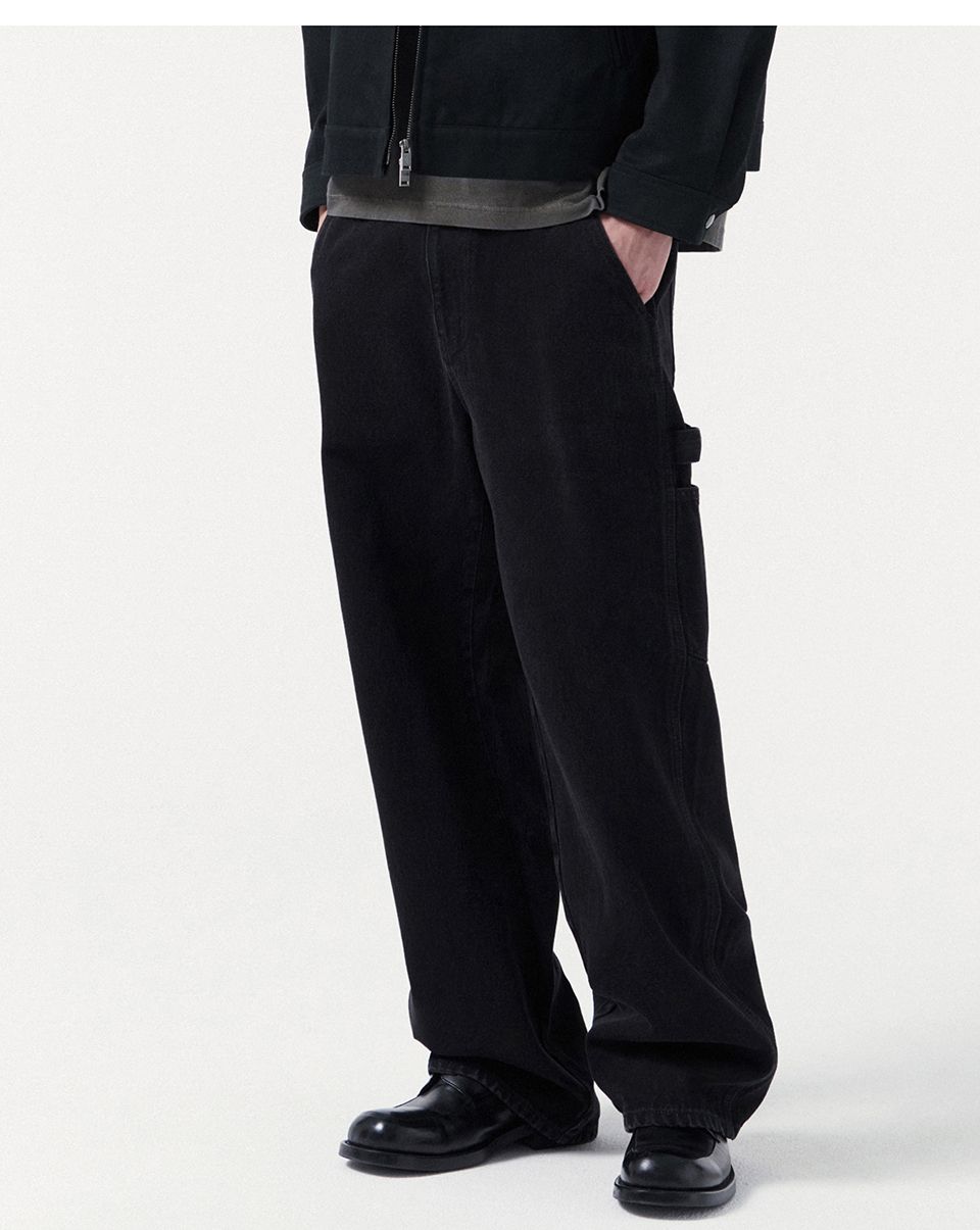 MUSINSA | MUSINSA STANDARD Denim Wide Carpenter Pants [Washed Black]