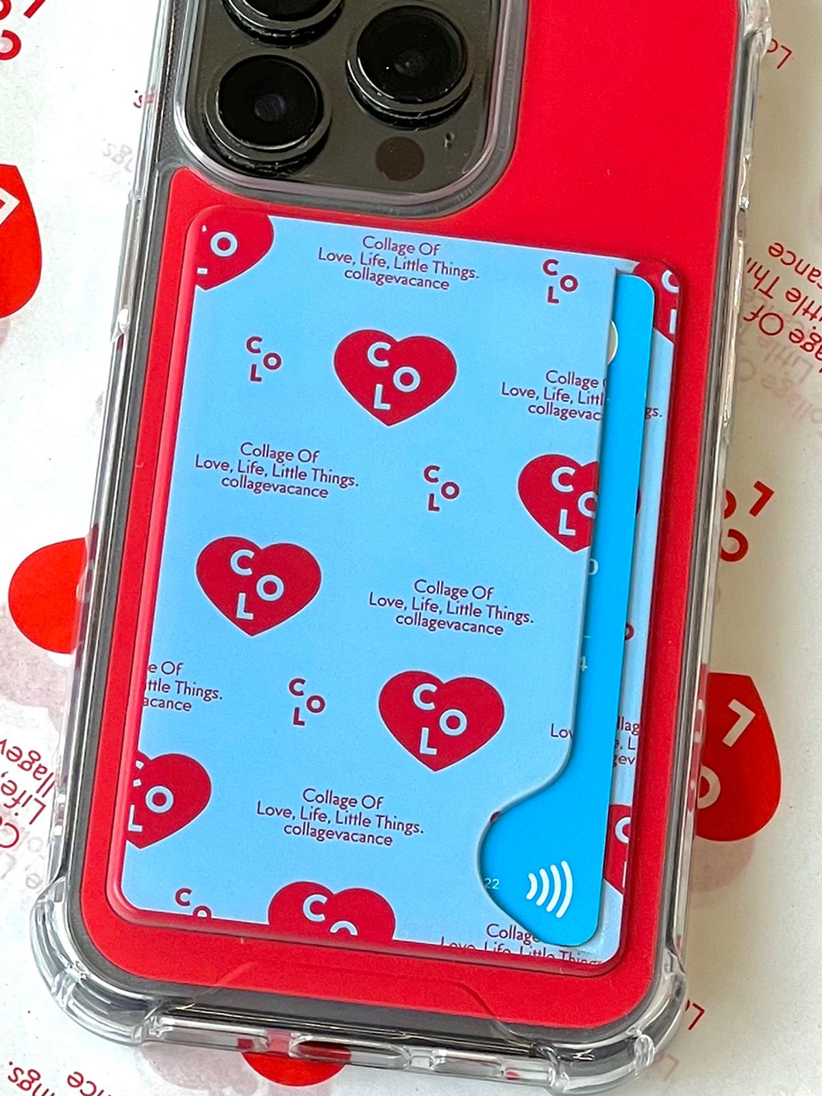 꼴라주바캉스(COLLAGEVACANCE) Heart Logo Pattern Card Pocket Case (폰케이스)-5type