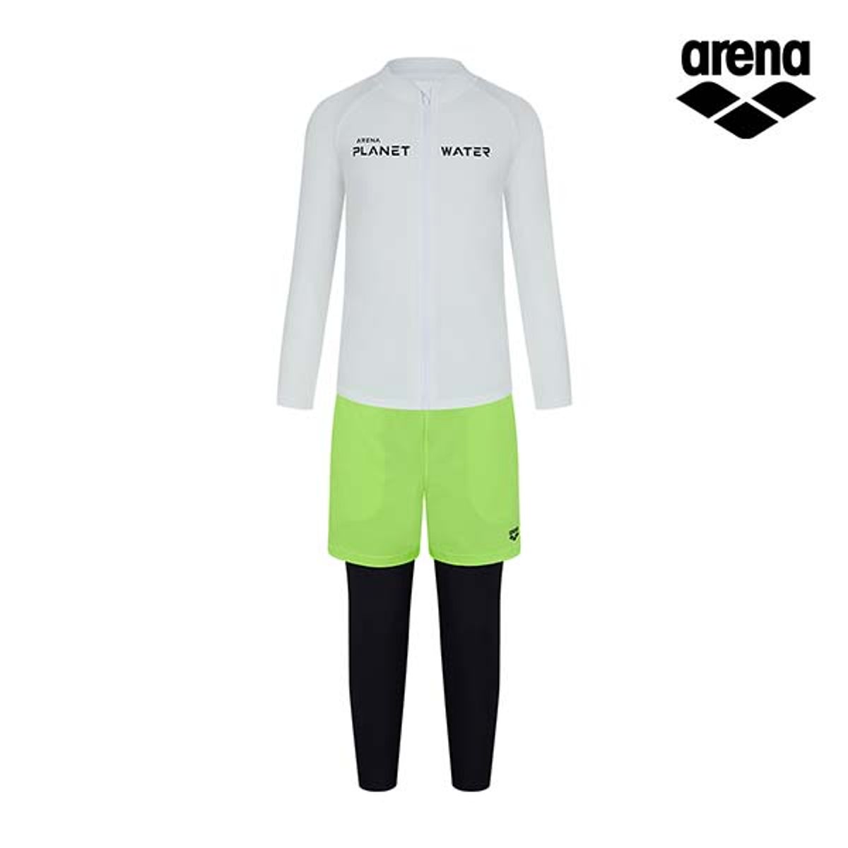아레나 키즈(ARENA KIDS) 플레닛 아동 레저 집업 래쉬가드 세트 A4BB1BS03WHT
