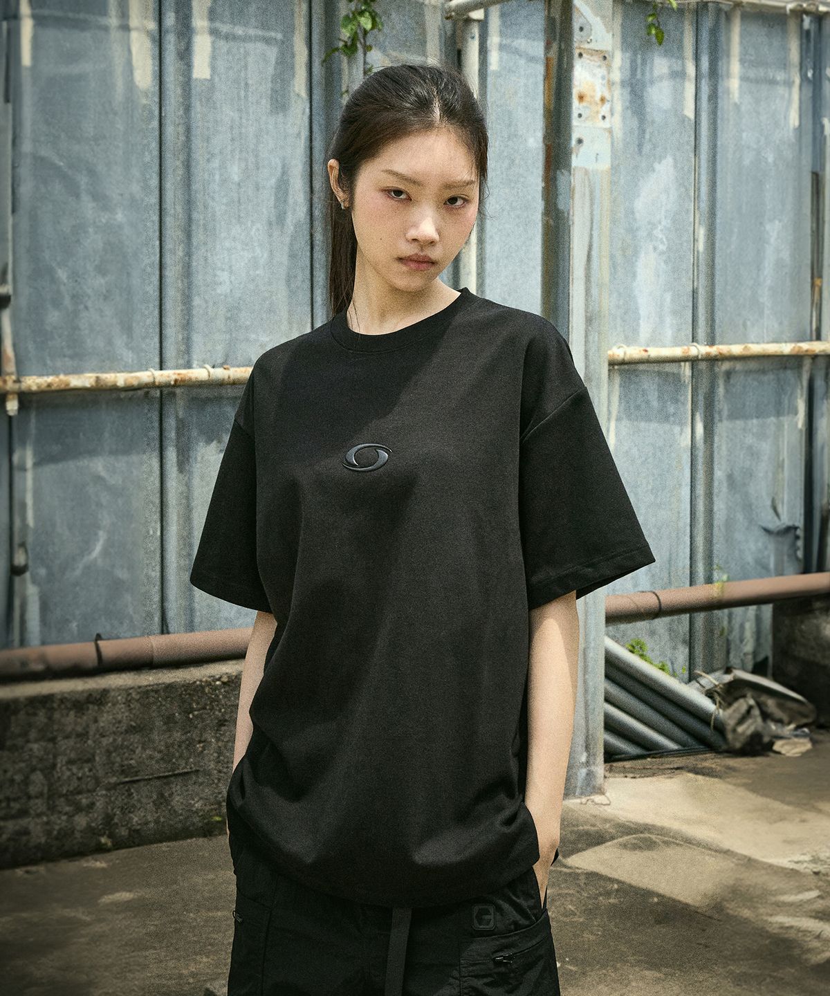 캠프사이드(CAMPSIDE) C8 드라이 하이프리퀀시 티셔츠 블랙 CST114