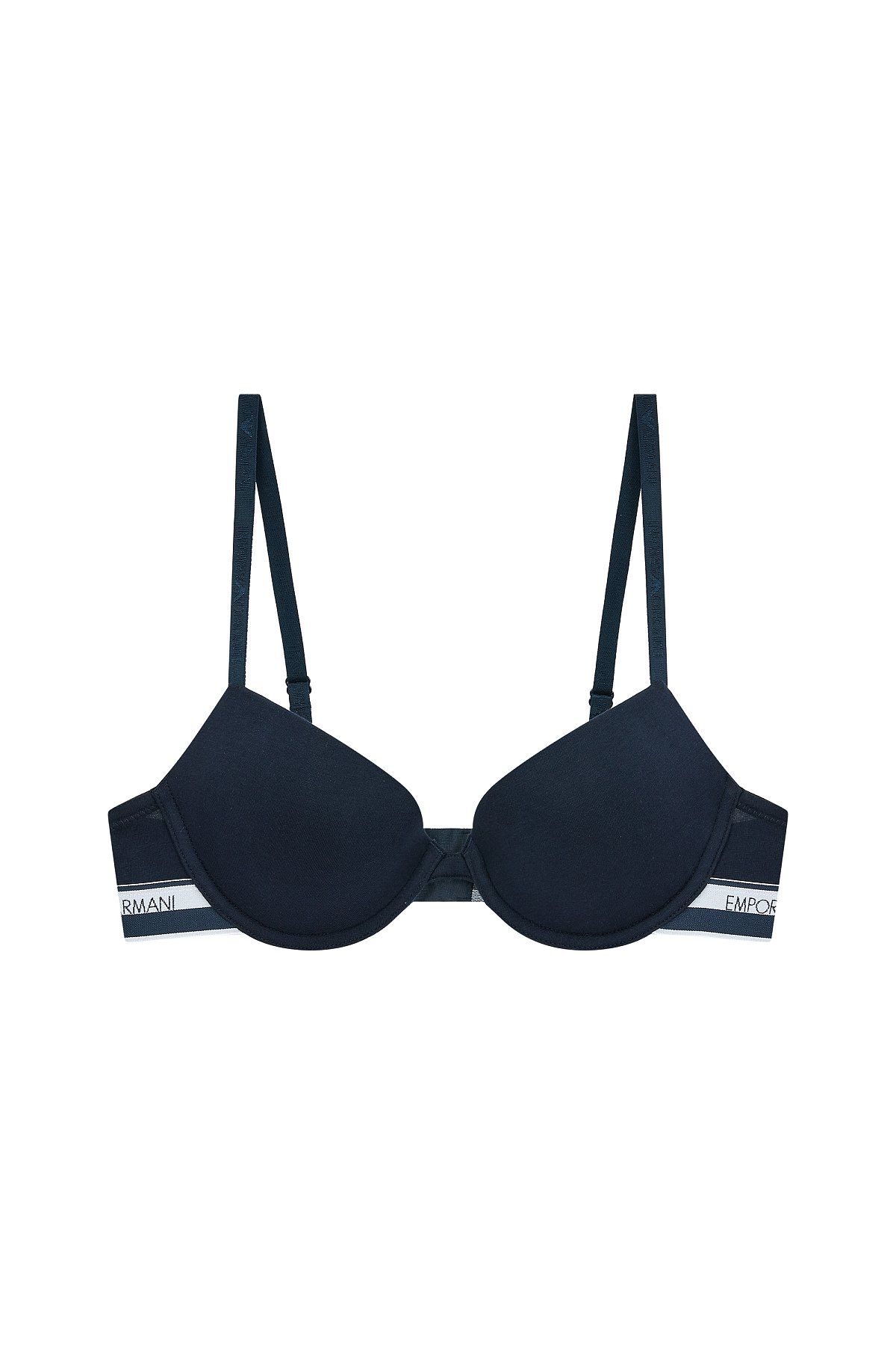 엠포리오 아르마니 언더웨어(EMPORIO ARMANI UNDERWEAR) 여성 로고 라인 밴드 푸쉬업 브라_마린_0824185519