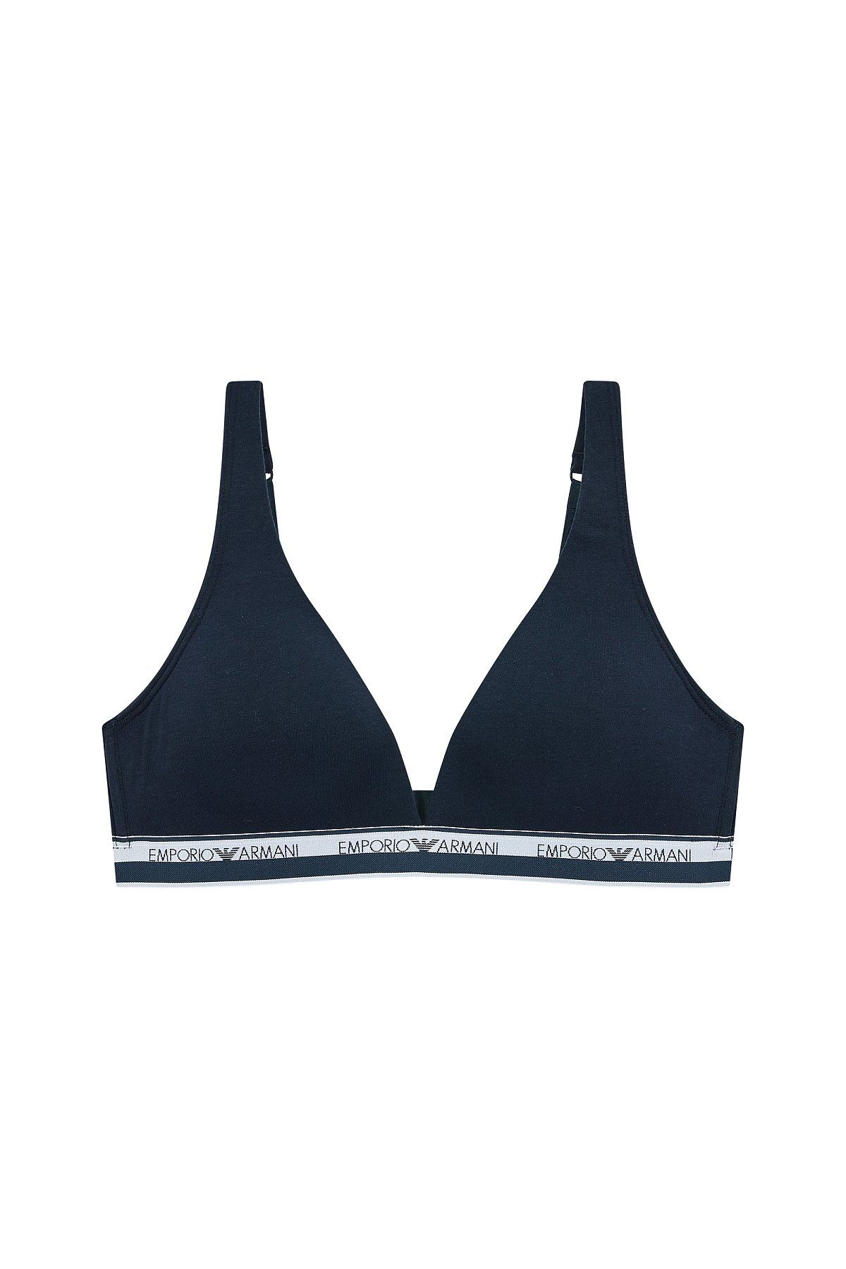 엠포리오 아르마니 언더웨어(EMPORIO ARMANI UNDERWEAR) 여성 로고 라인 밴딩 트라이앵글 브라_마린_0824181521