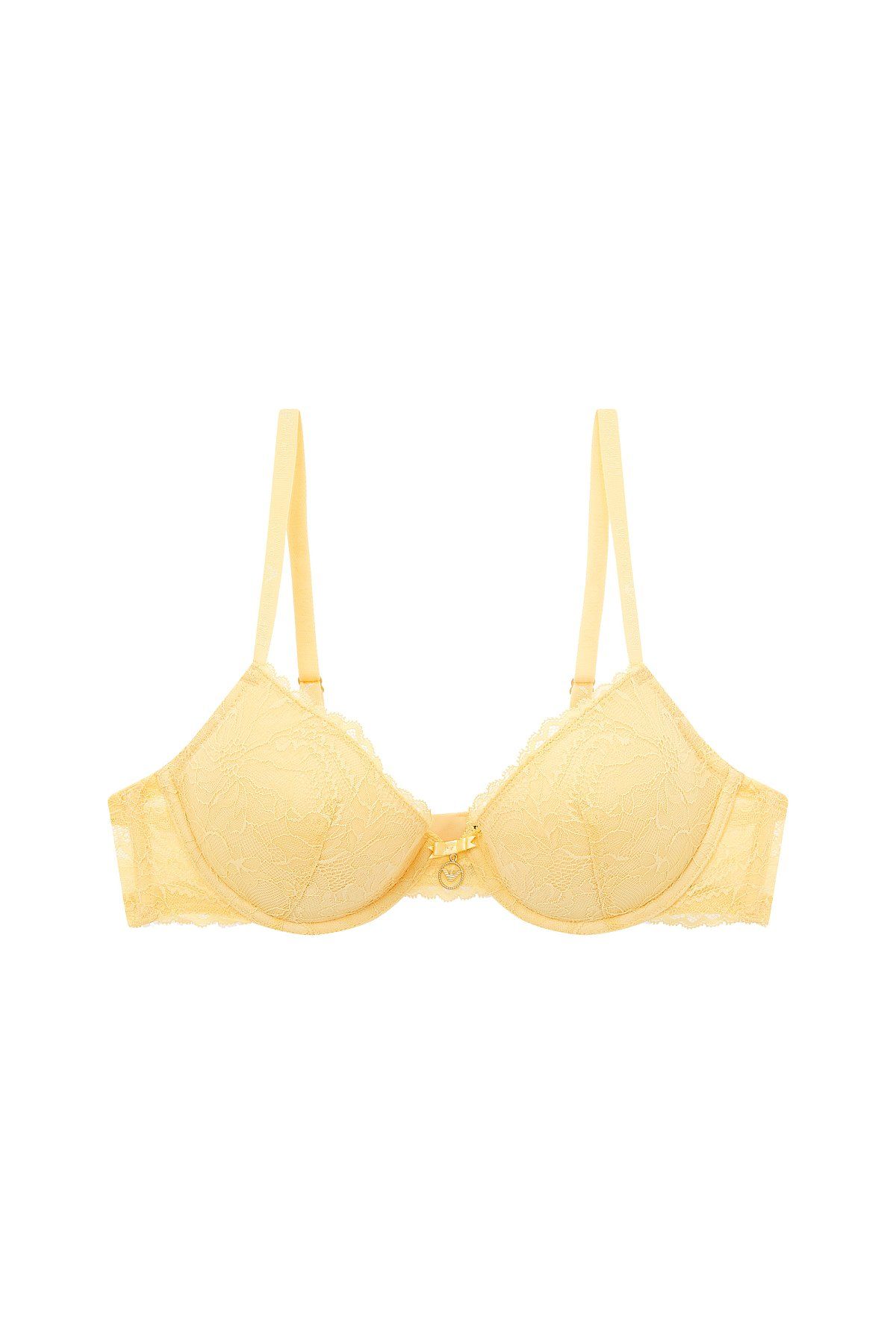 엠포리오 아르마니 언더웨어(EMPORIO ARMANI UNDERWEAR) 여성 플라워 레이스 리무브 푸쉬업 브라_옐로우쉬 베이지_0824185509