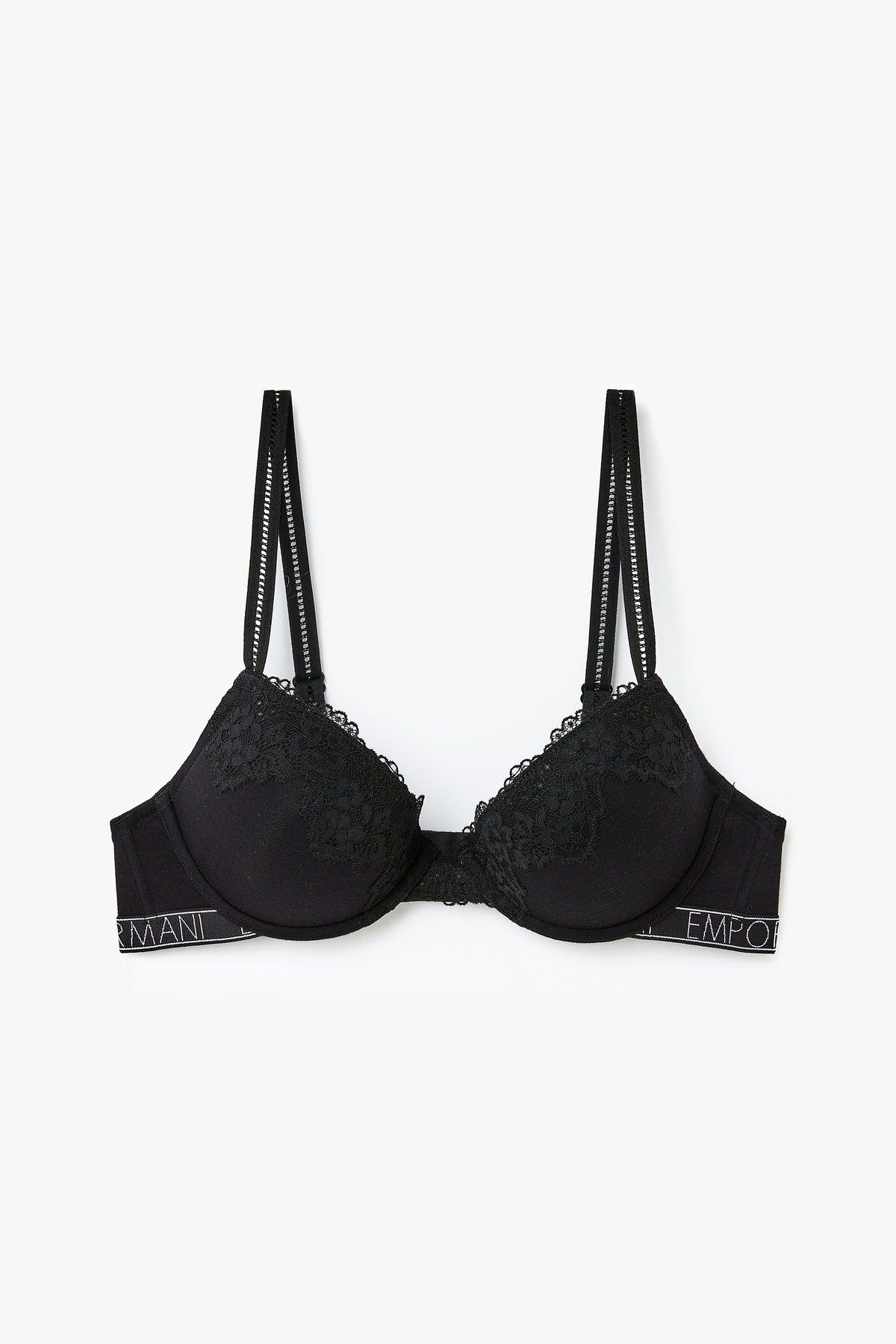엠포리오 아르마니 언더웨어(EMPORIO ARMANI UNDERWEAR) 플라워 자수 내추럴 푸쉬업 브라_블랙_0824185515
